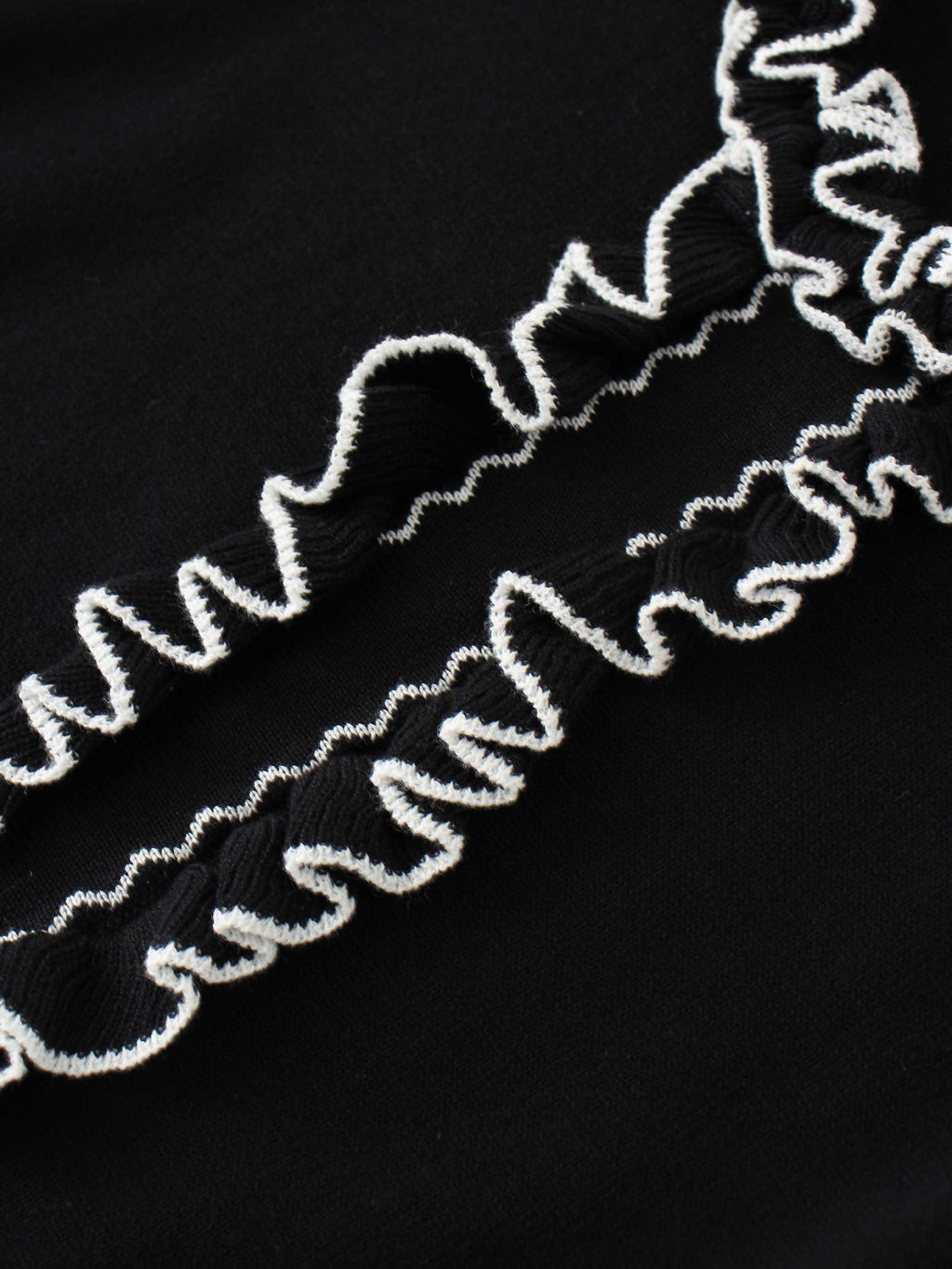 Ruffle Detail Sweater-Black/Ivory