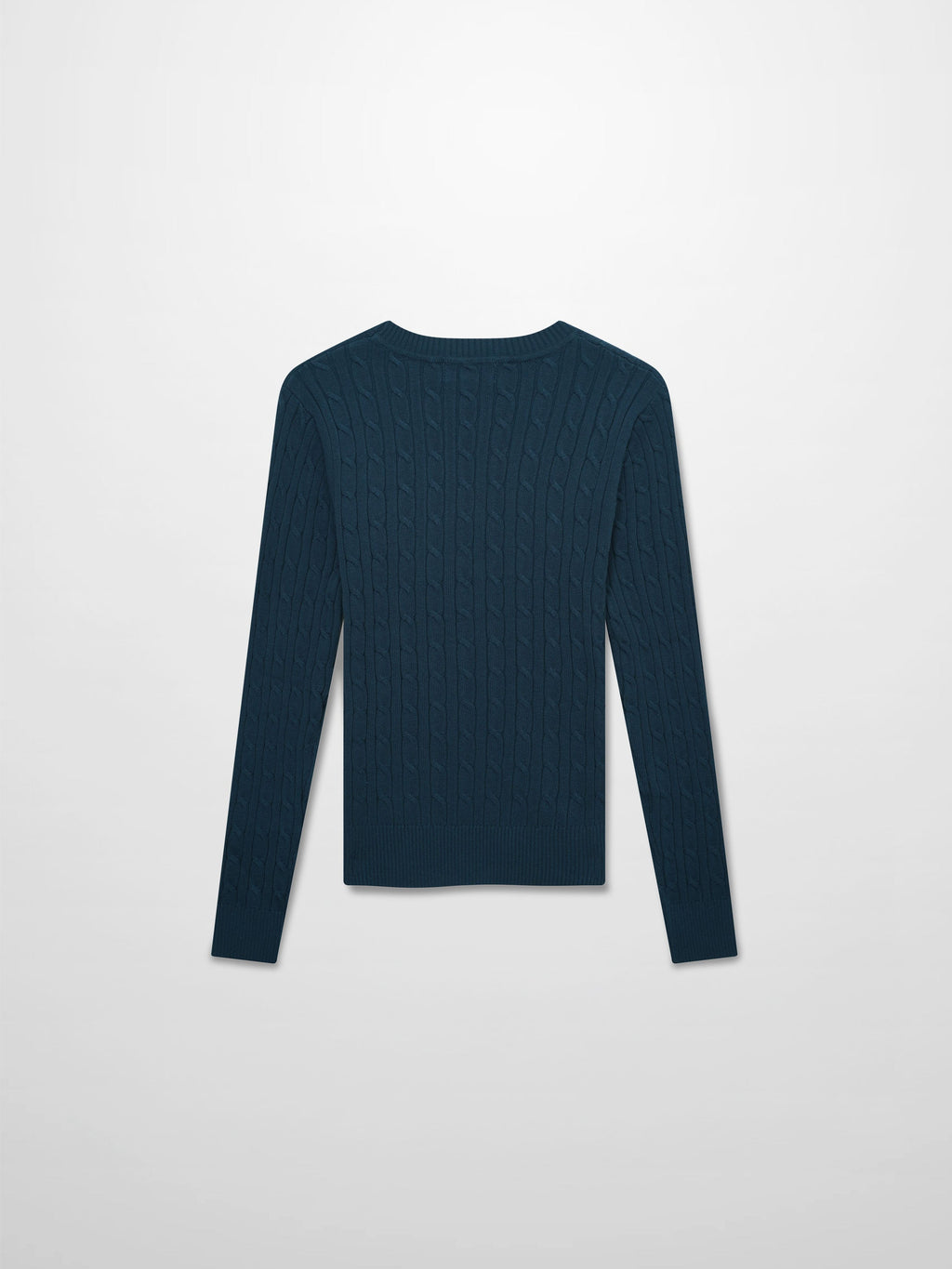 Crew Neck Cable Sweater-Teal