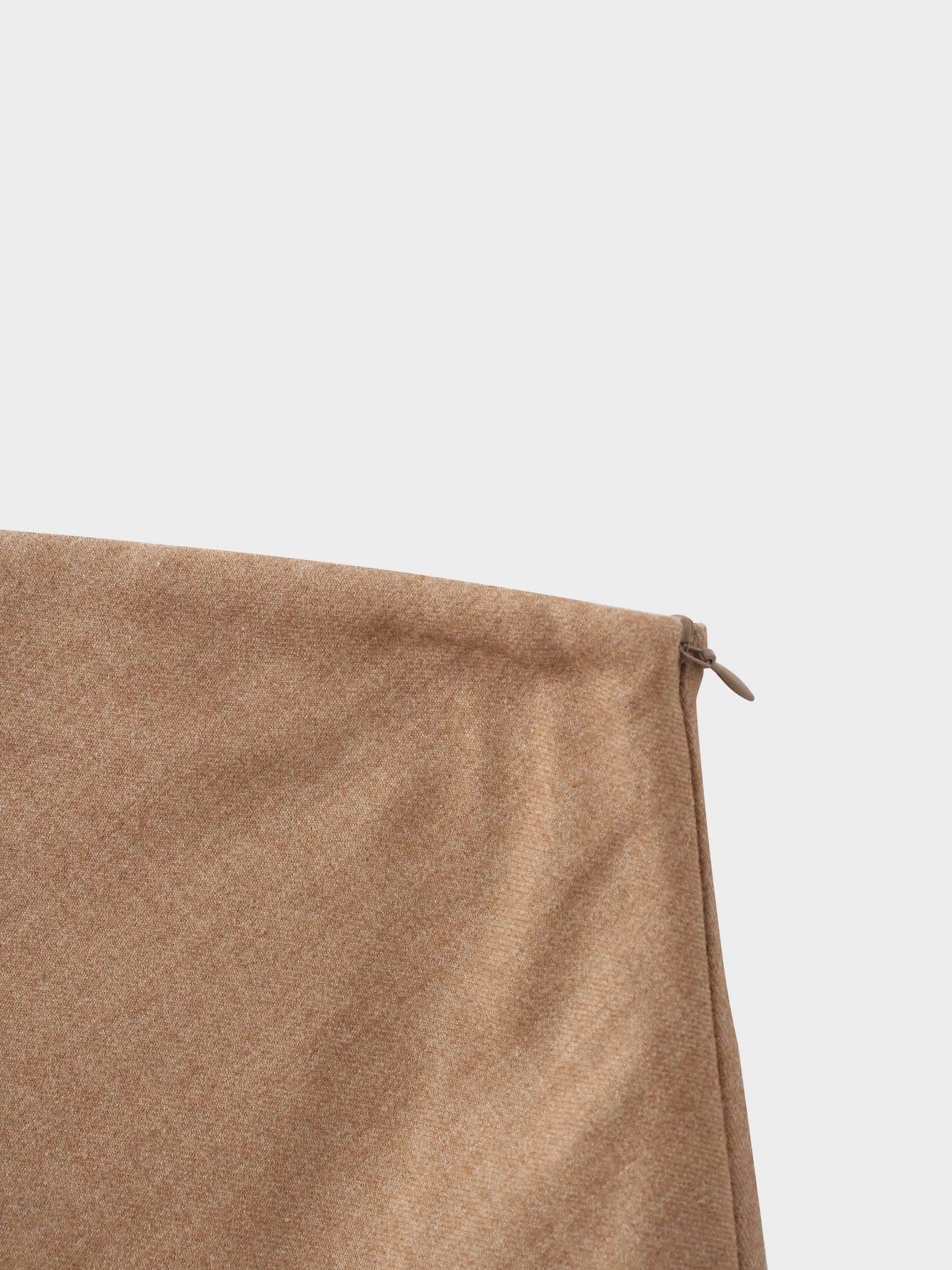 Basic A-Line Seamed Maxi Skirt-Camel
