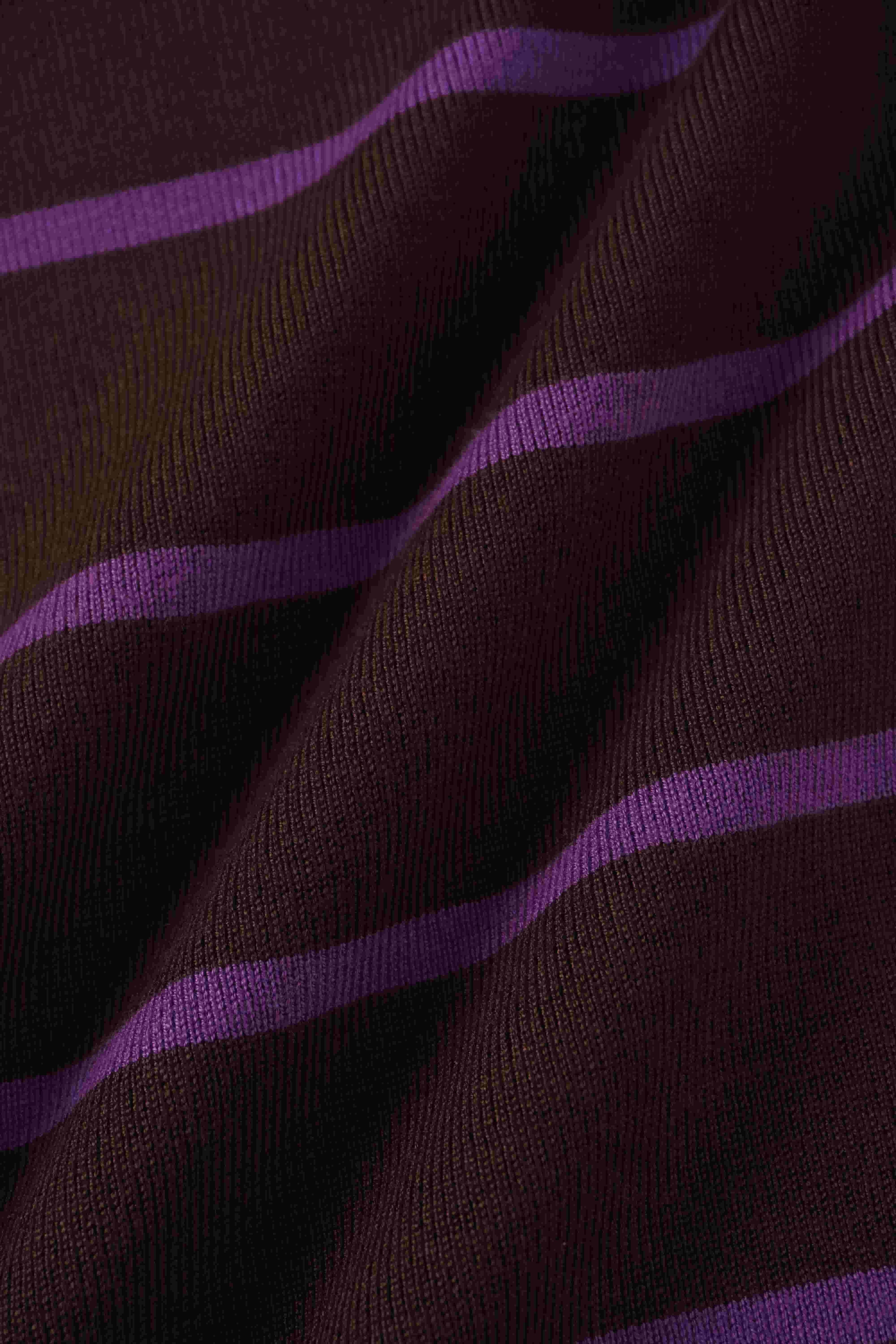 Mock Neck Thin Knit Sweater-Brown/Purple