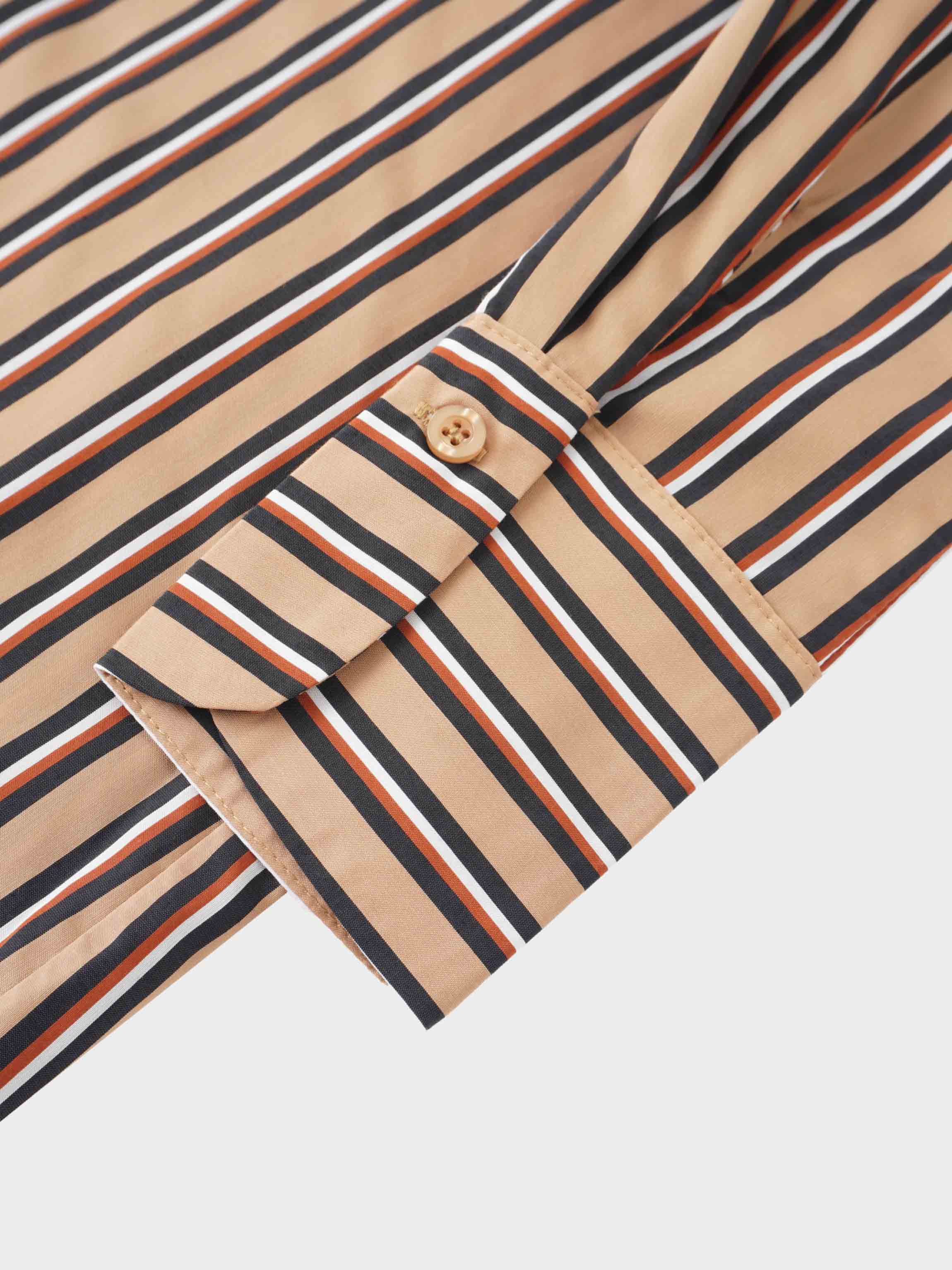 Striped Cotton Blouse-Tan Stripe