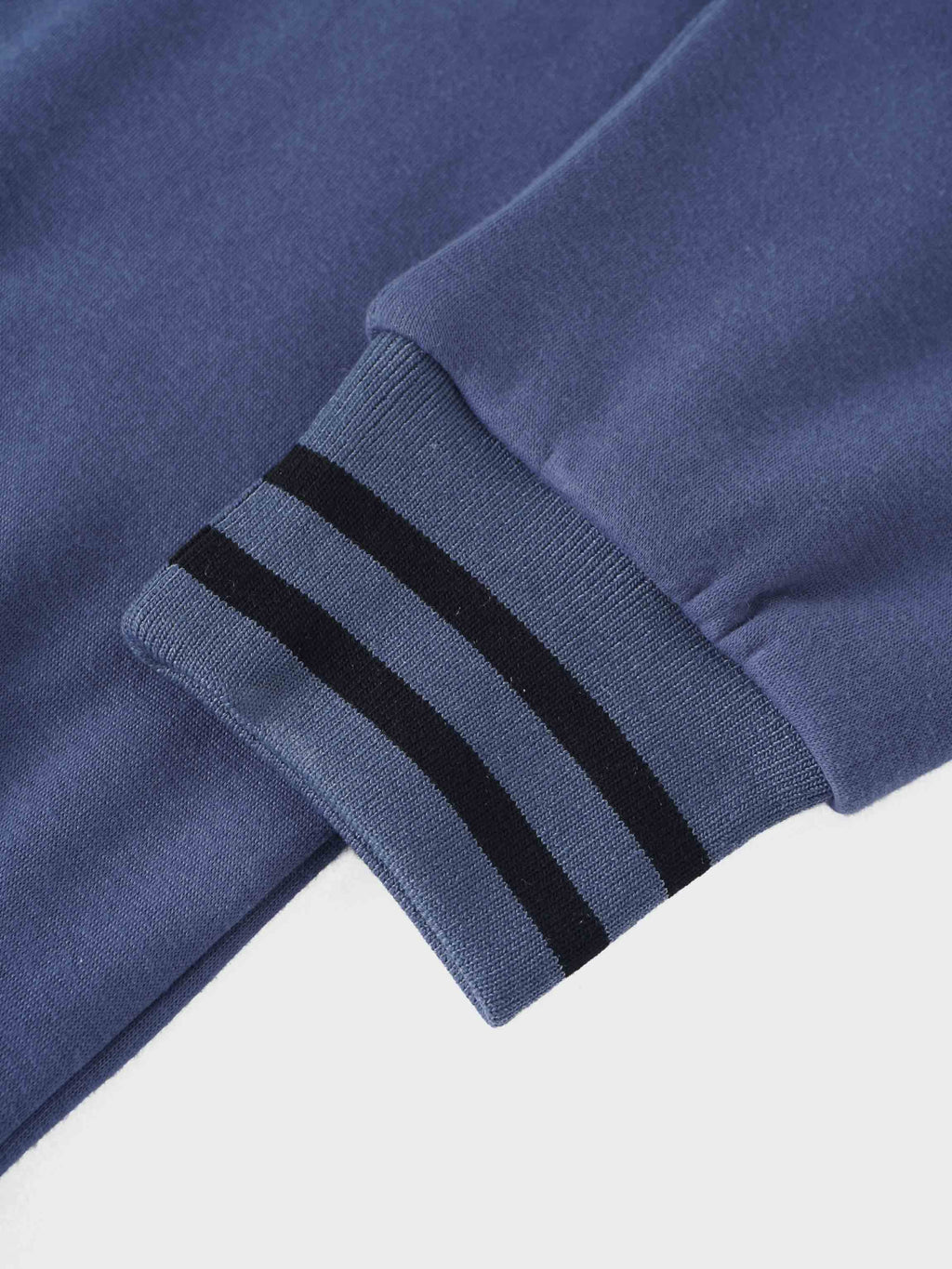 Striped High Neck Sweatshirt-Denim Blue/Black