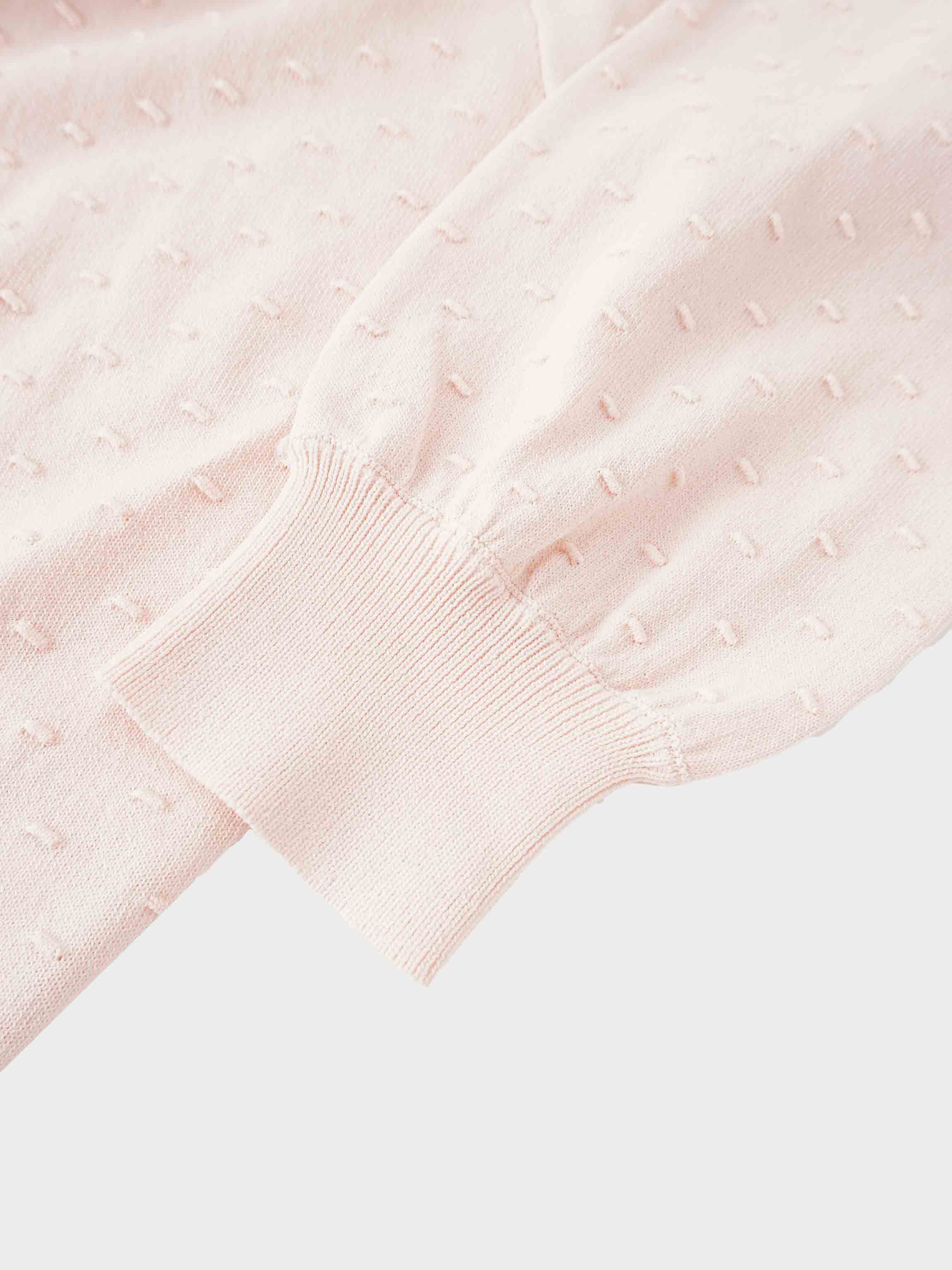 Crew Neck Pebbled Sweater-Pink