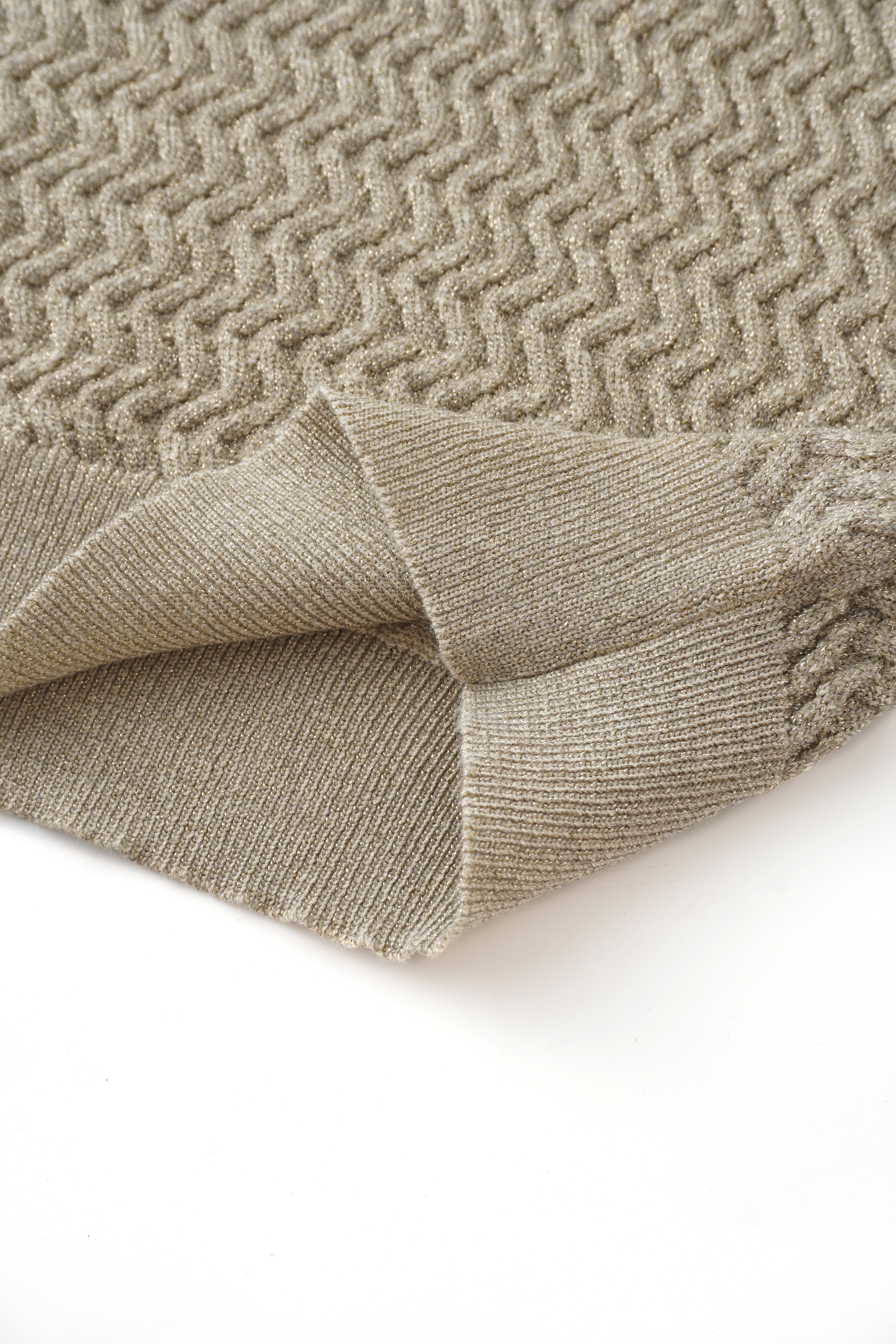 Textured Lurex Crew Sweater-Ivory