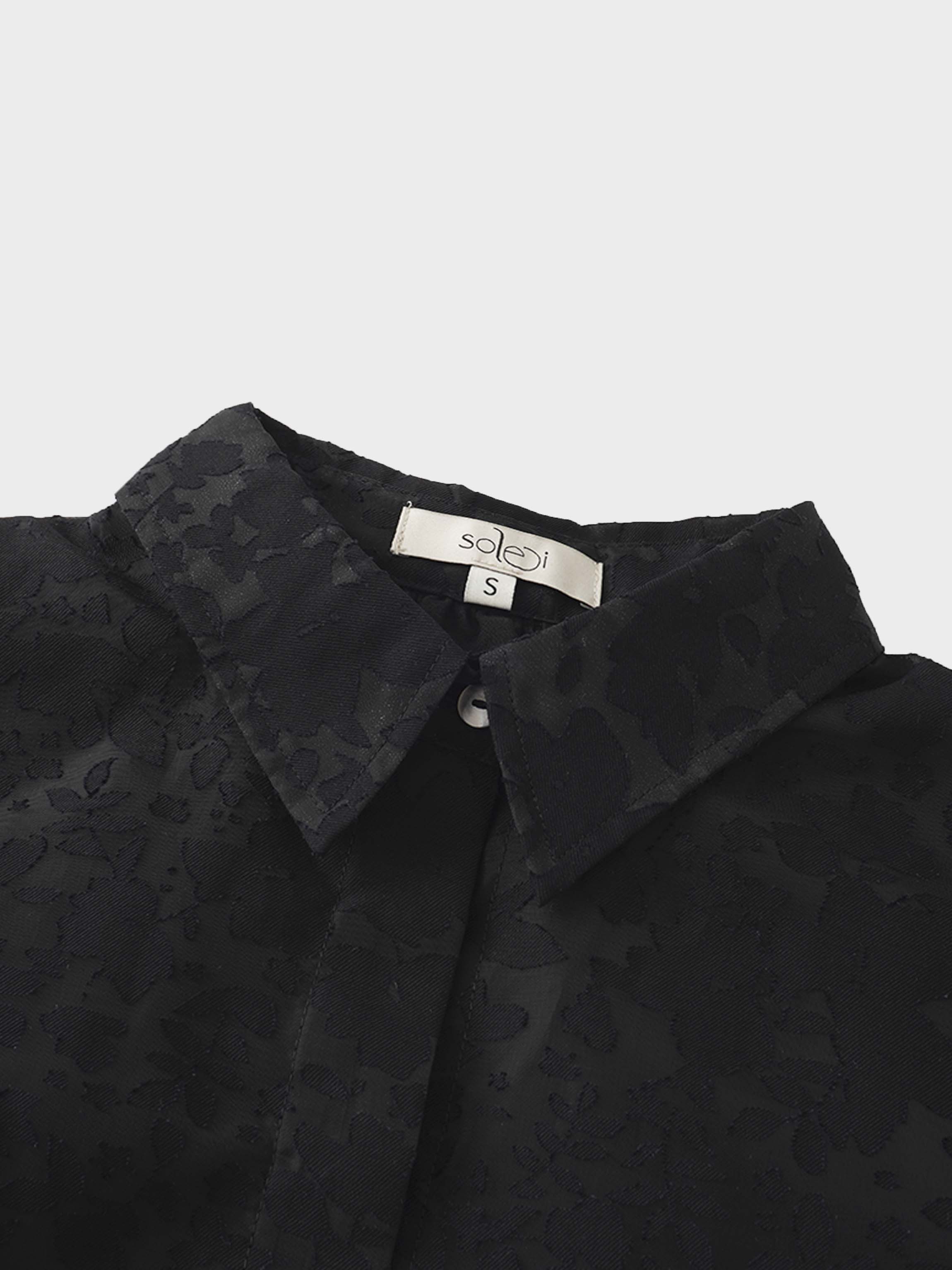 Puff Sleeve Lace Burnout-Black