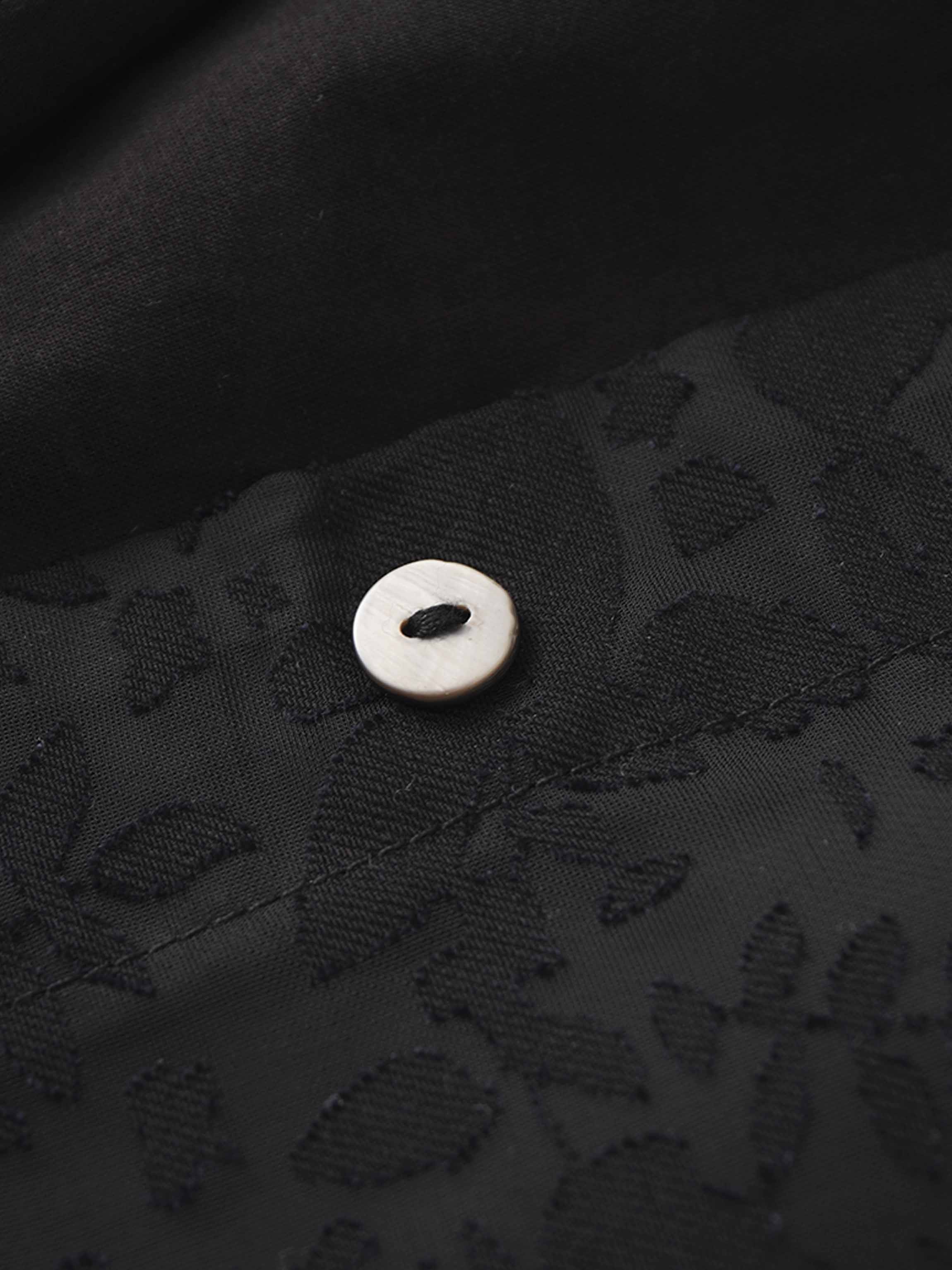 Puff Sleeve Lace Burnout-Black