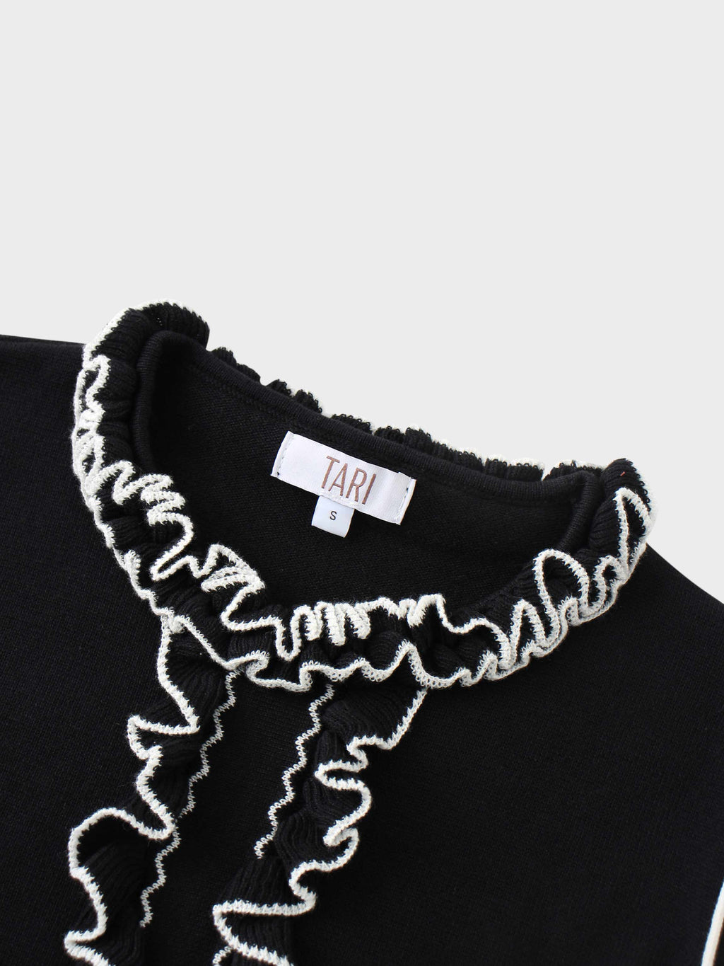 Ruffle Detail Sweater-Black/Ivory
