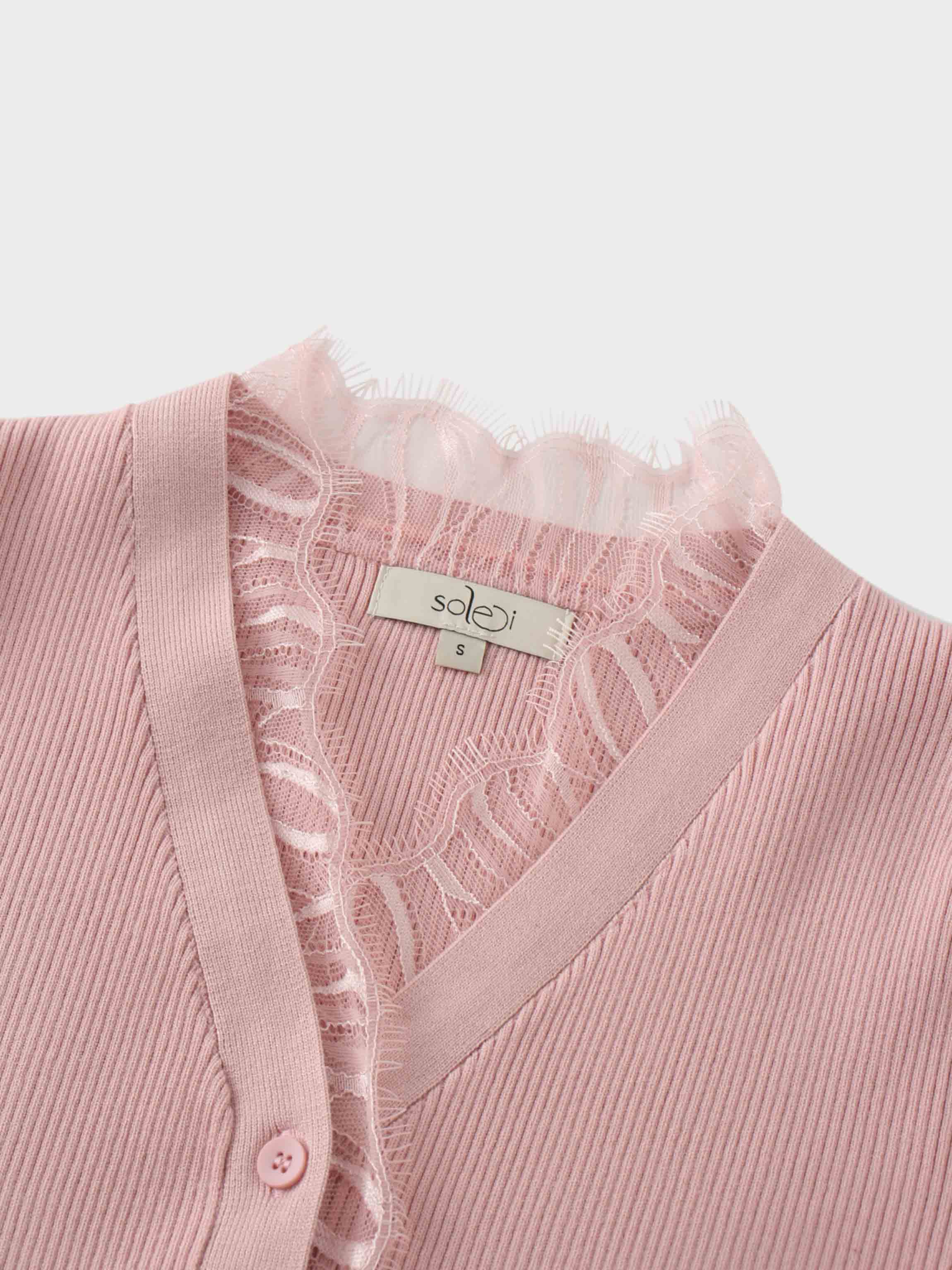 Lace Trimmed Sweater-Blush