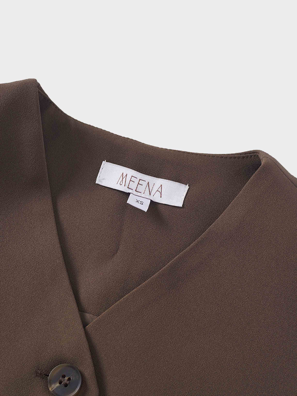 Button Down Crepe Vest-Brown