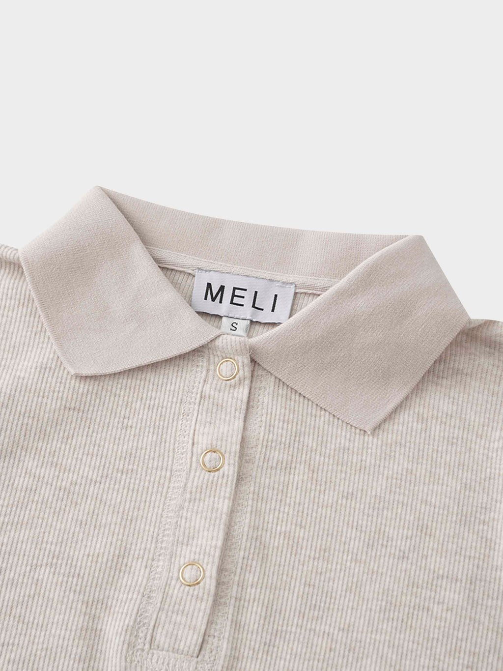 RIBBED COLLAR T-SHIRT-OATMEAL