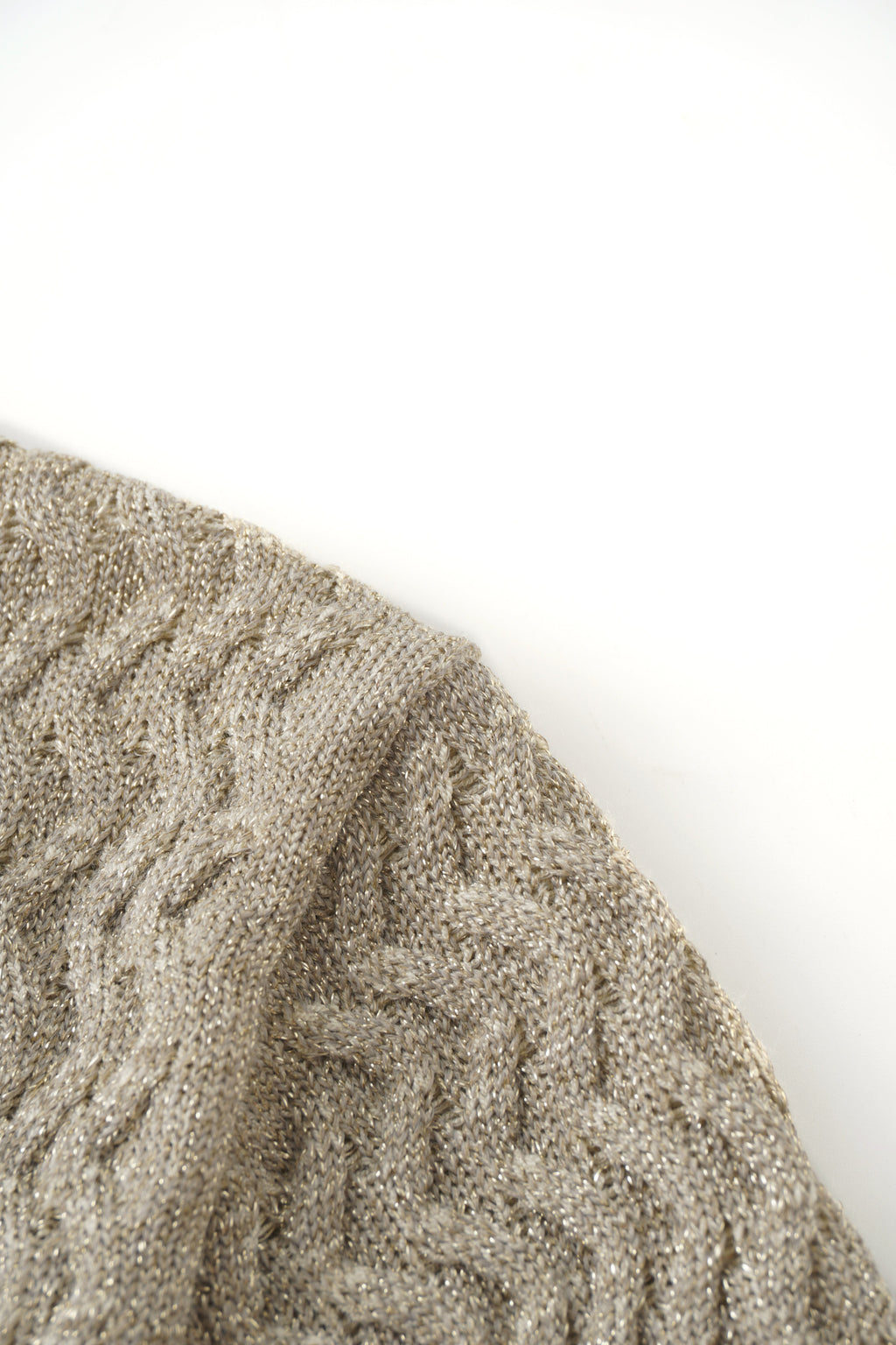 Textured Lurex Crew Sweater-Ivory