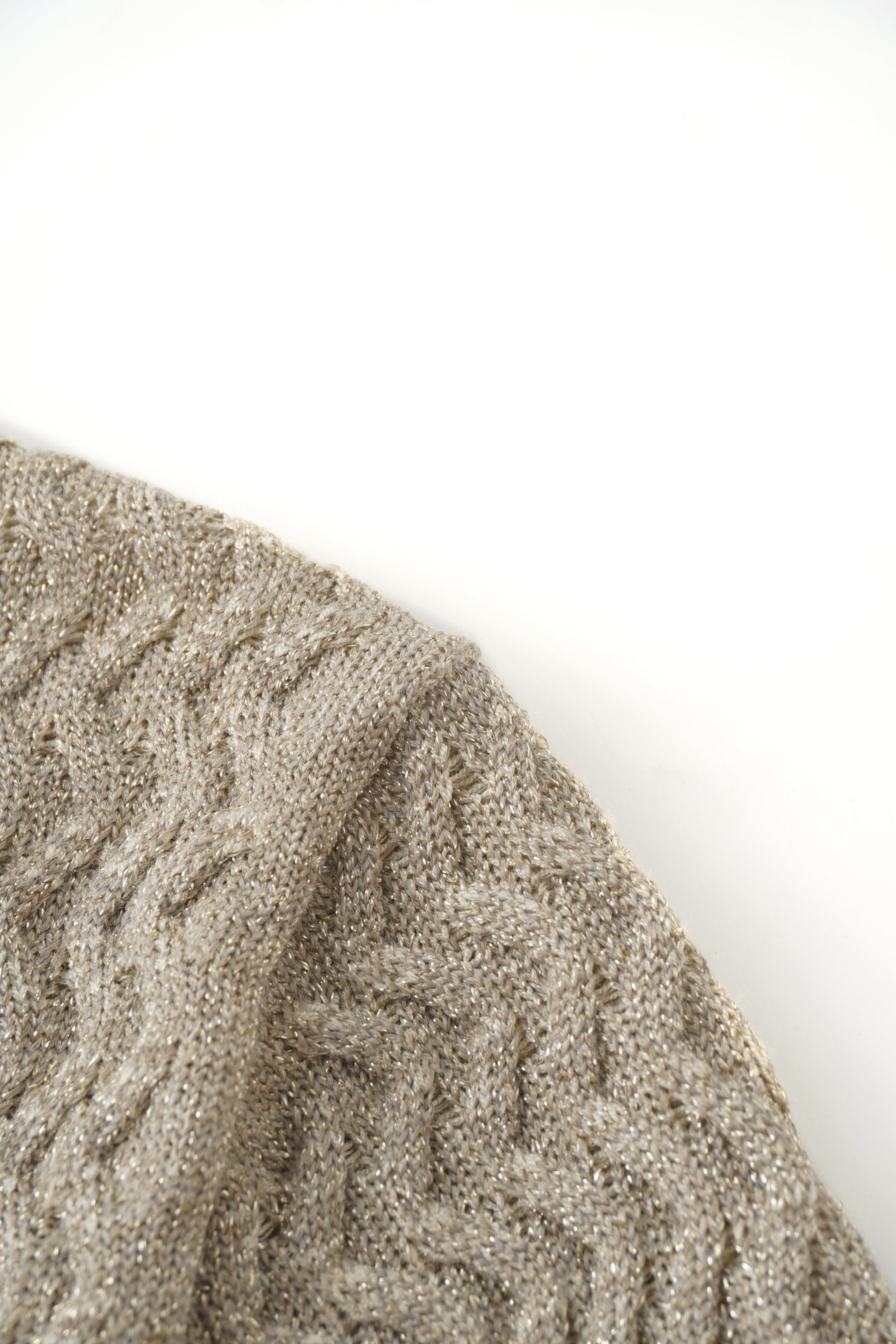 Textured Lurex Crew Sweater-Ivory