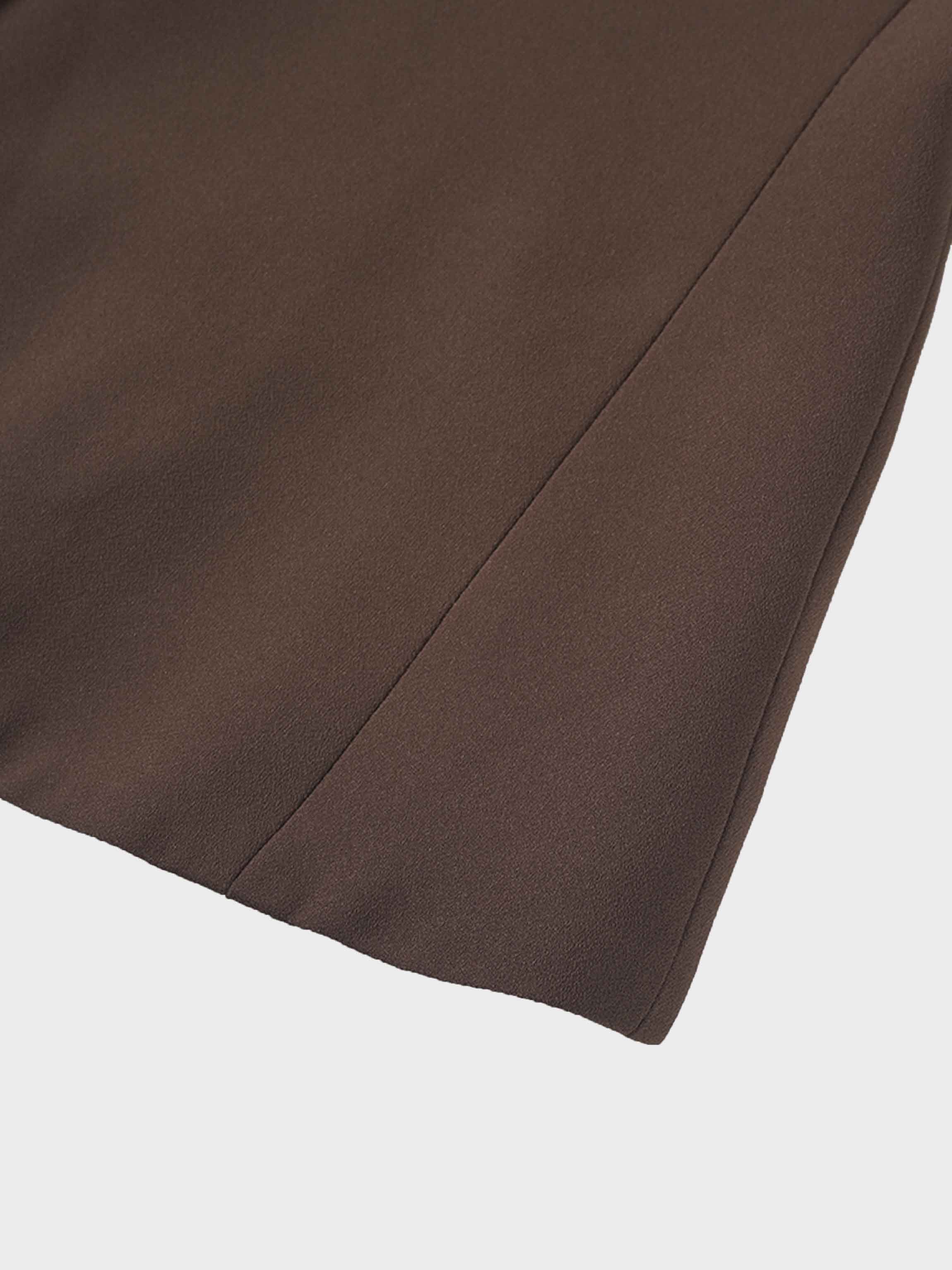 Button Down Crepe Vest-Brown