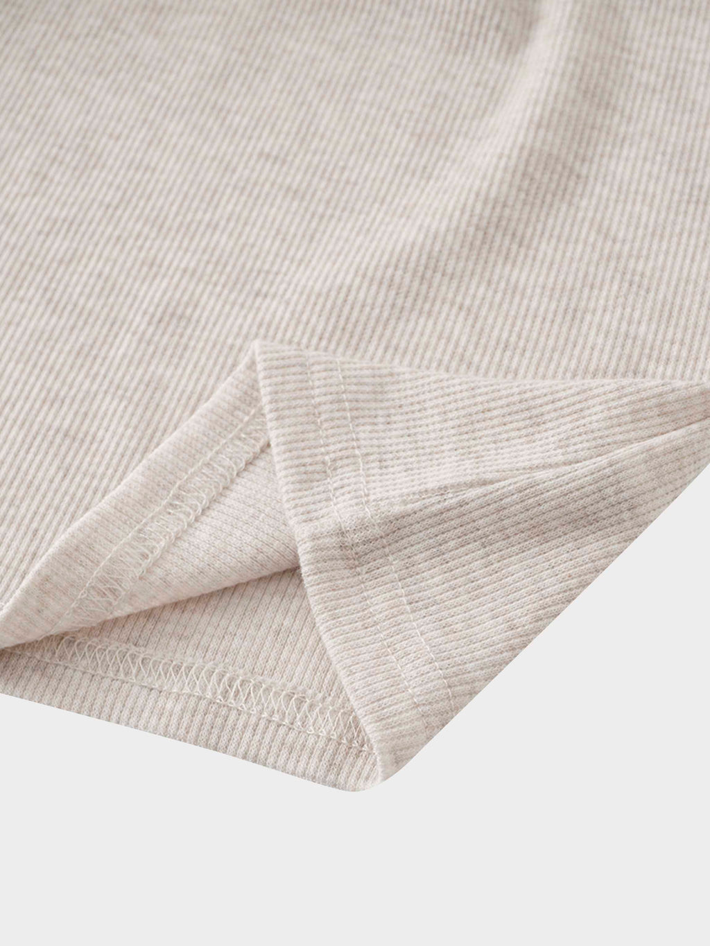 Ribbed Collar T-Shirt-Tan