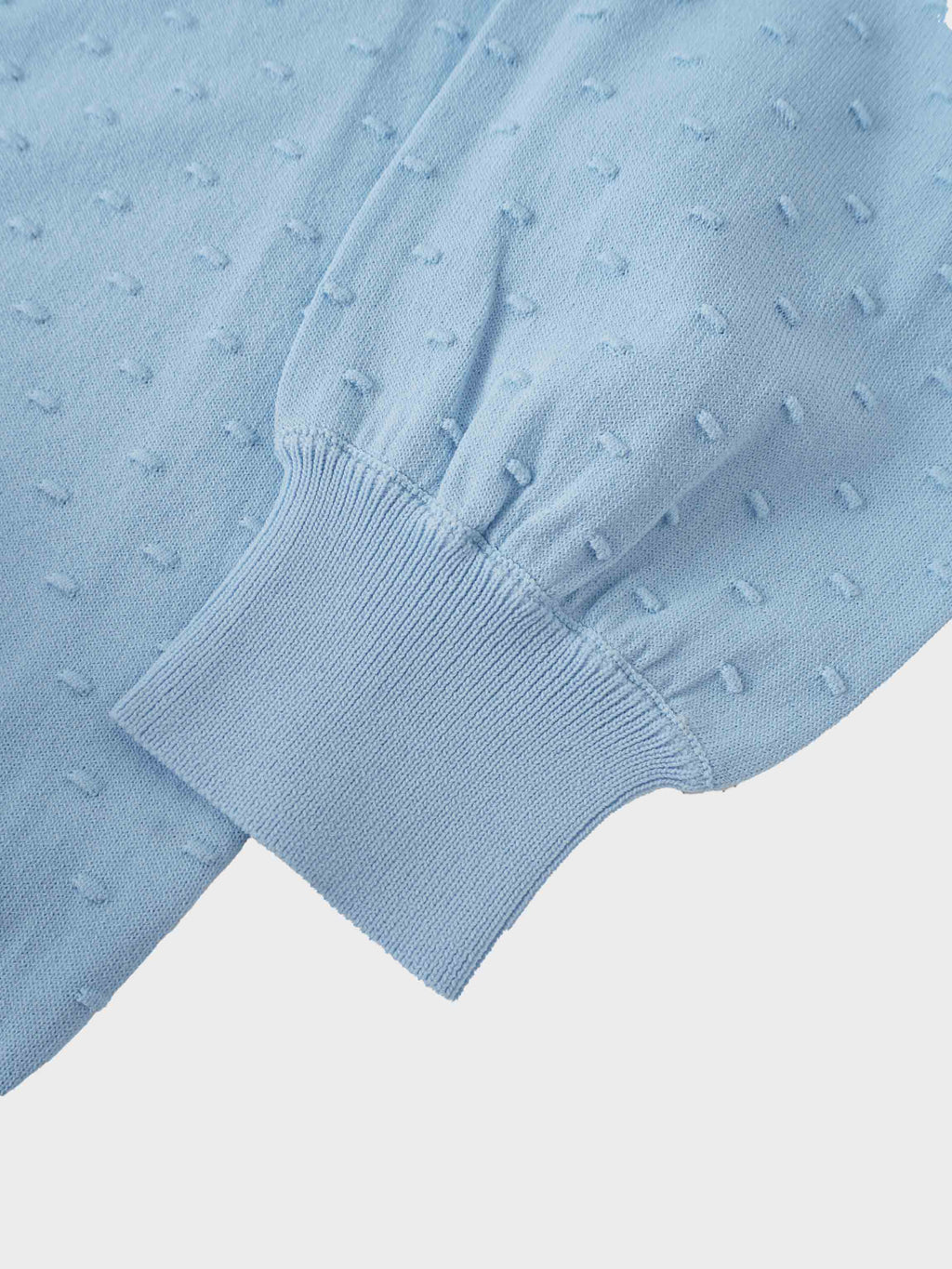 Crew Neck Pebbled Sweater-Light Blue