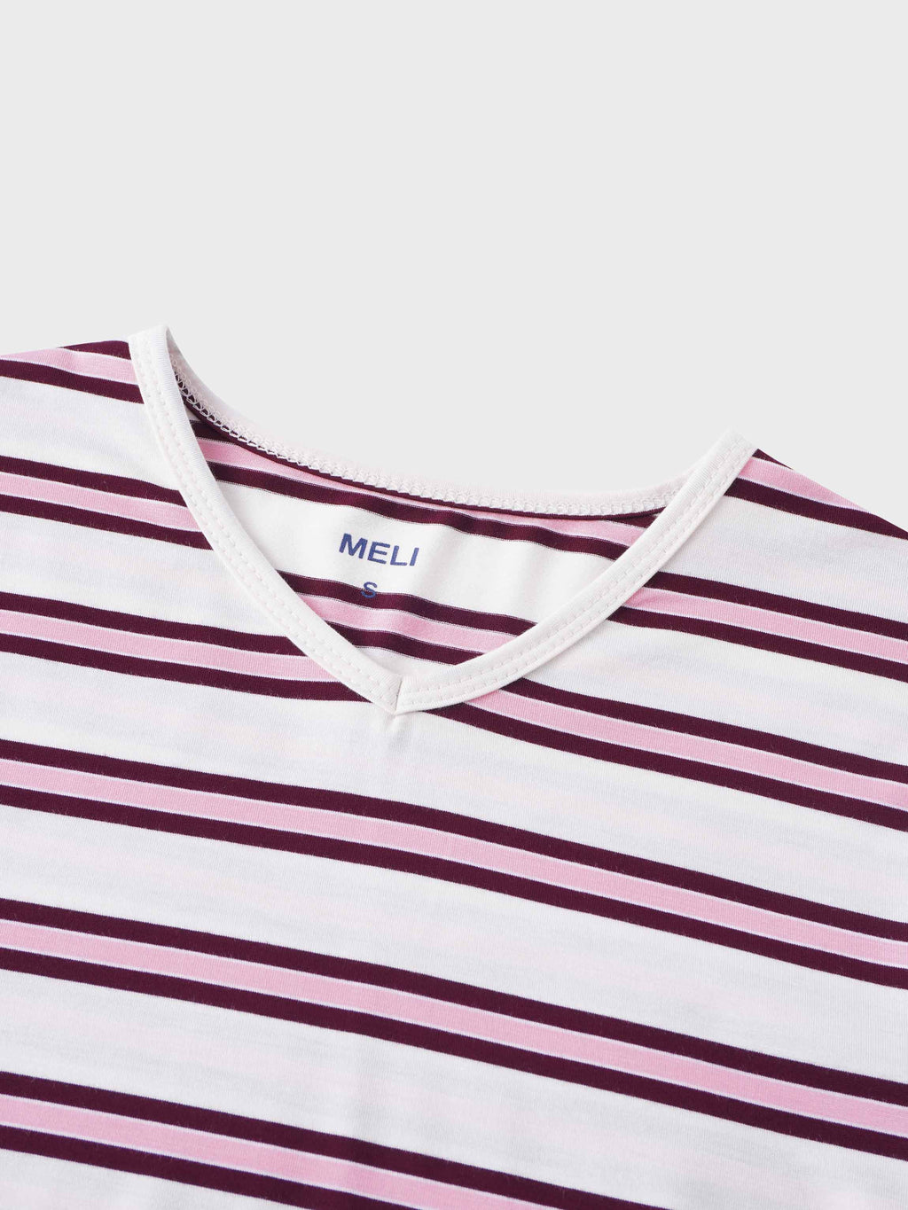 Flat Striped High V Long Sleeve-Raspberry/Pink