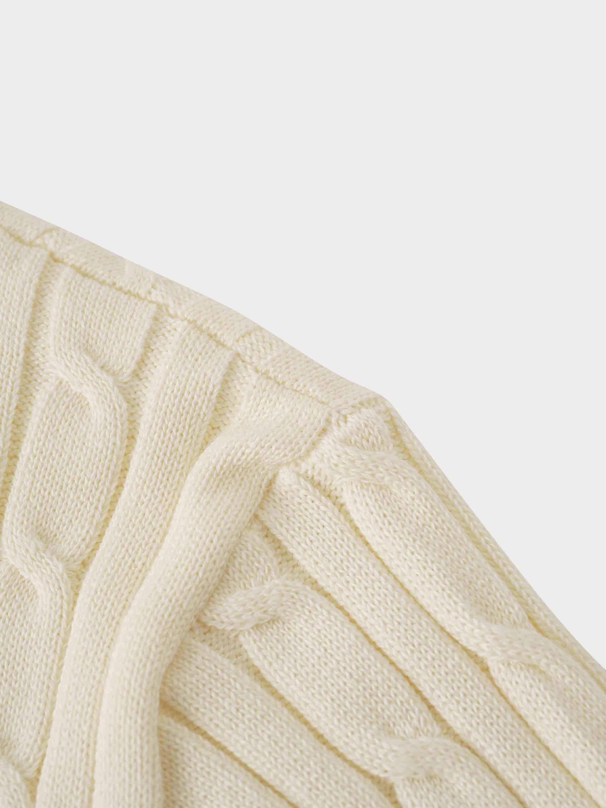 Crew Neck Cable Sweater-Ivory