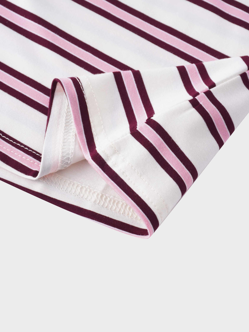 Flat Striped High V Long Sleeve-Raspberry/Pink
