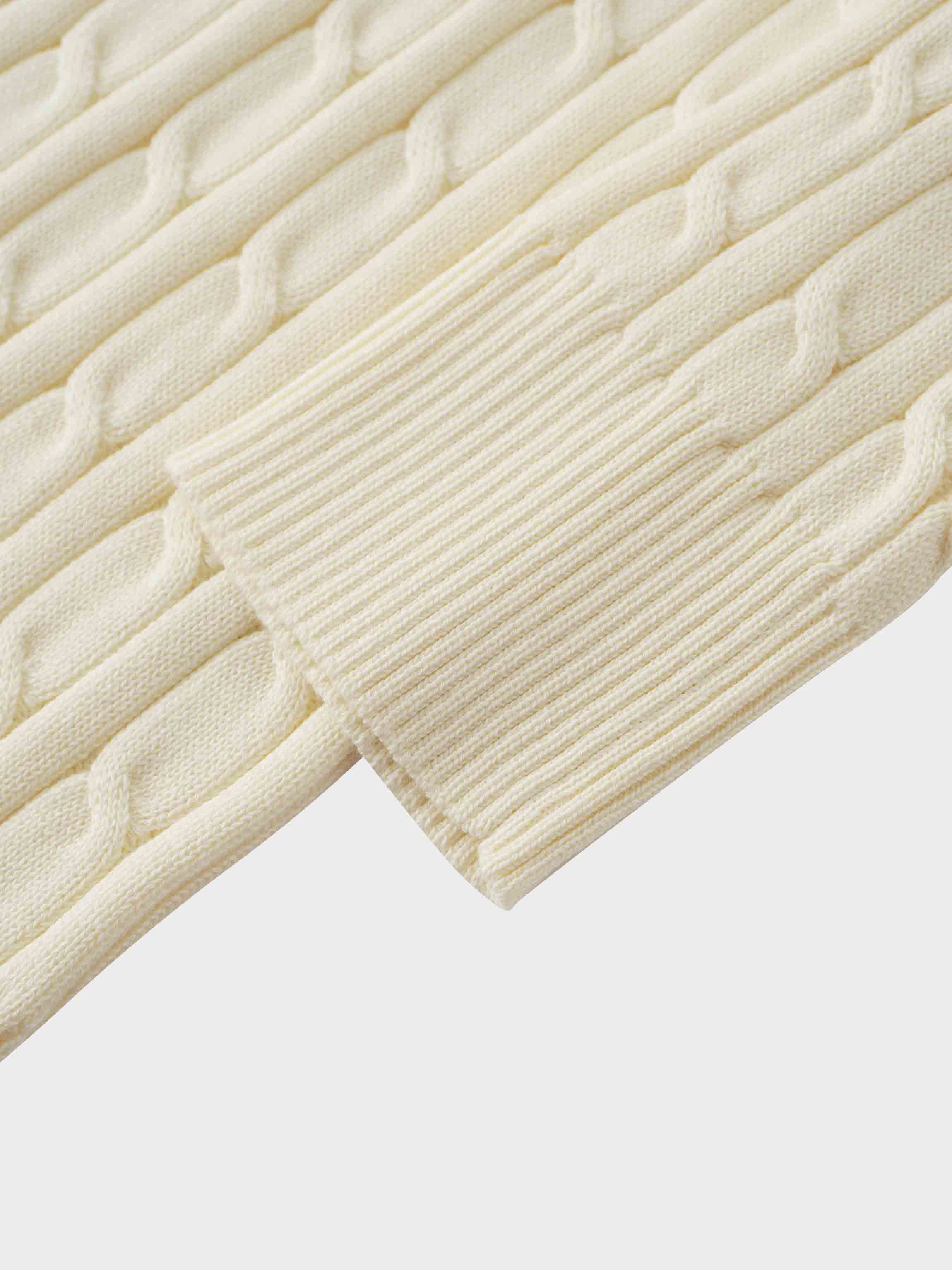 Crew Neck Cable Sweater-Ivory