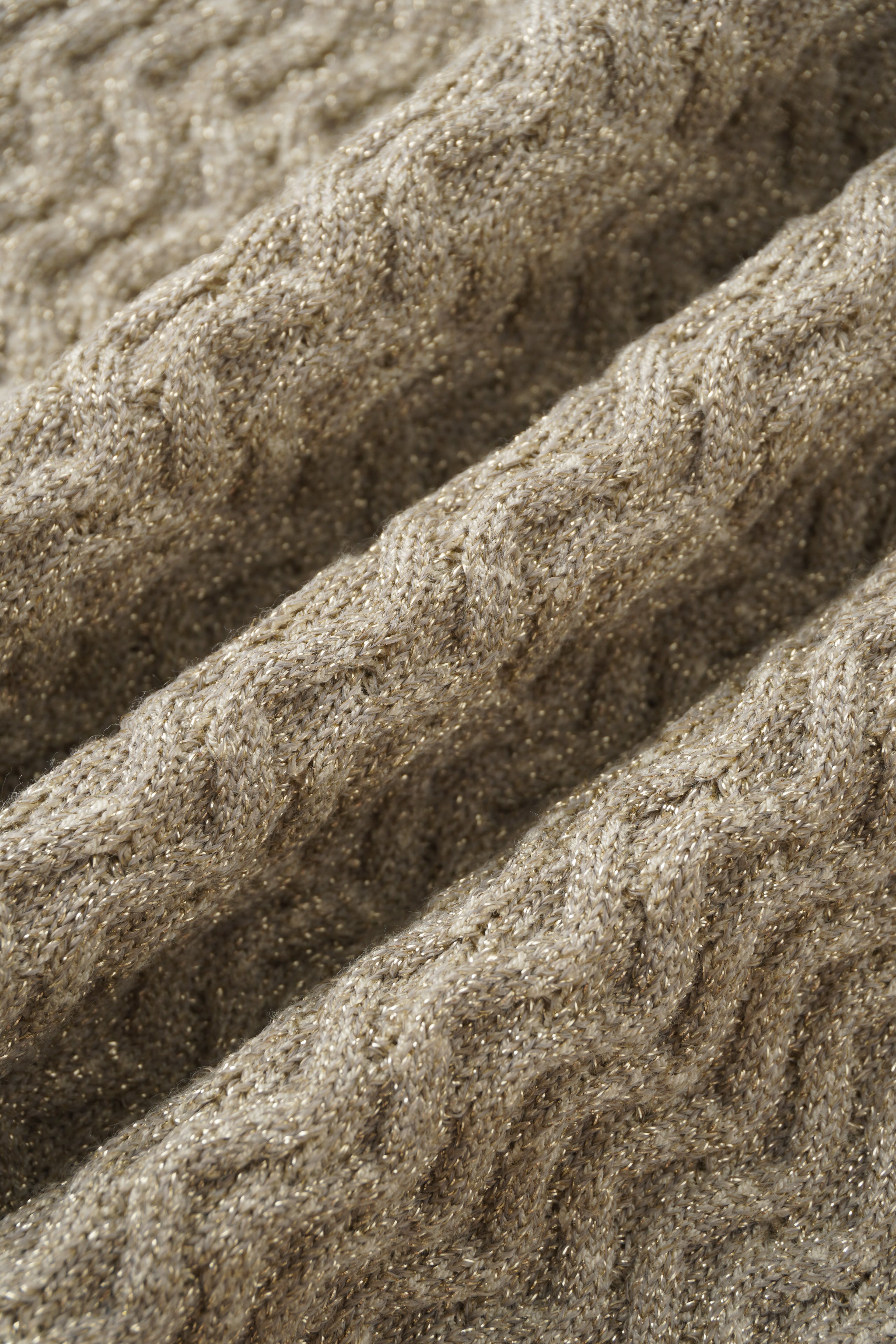 Textured Lurex Crew Sweater-Ivory