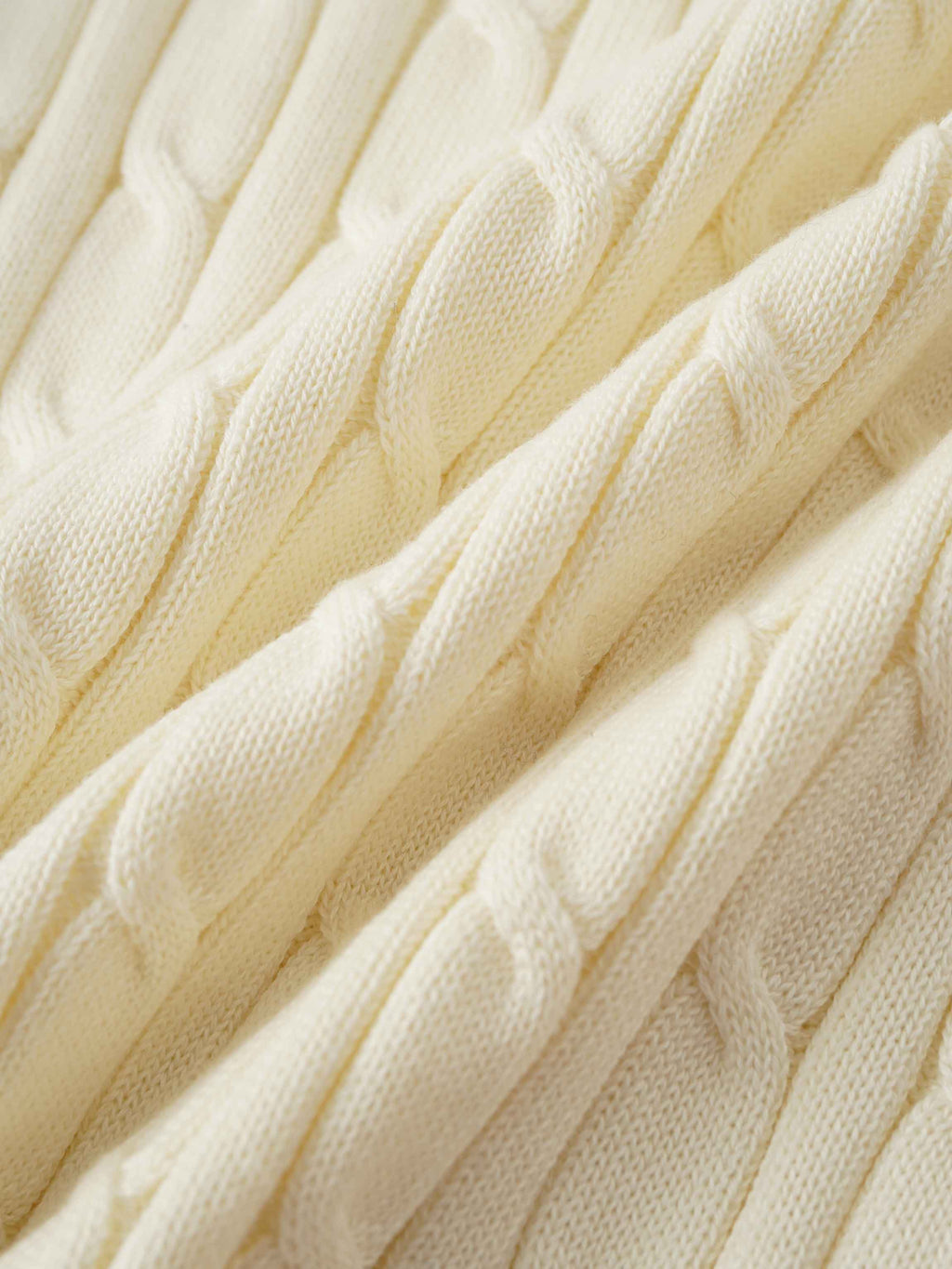 Crew Neck Cable Sweater-Ivory