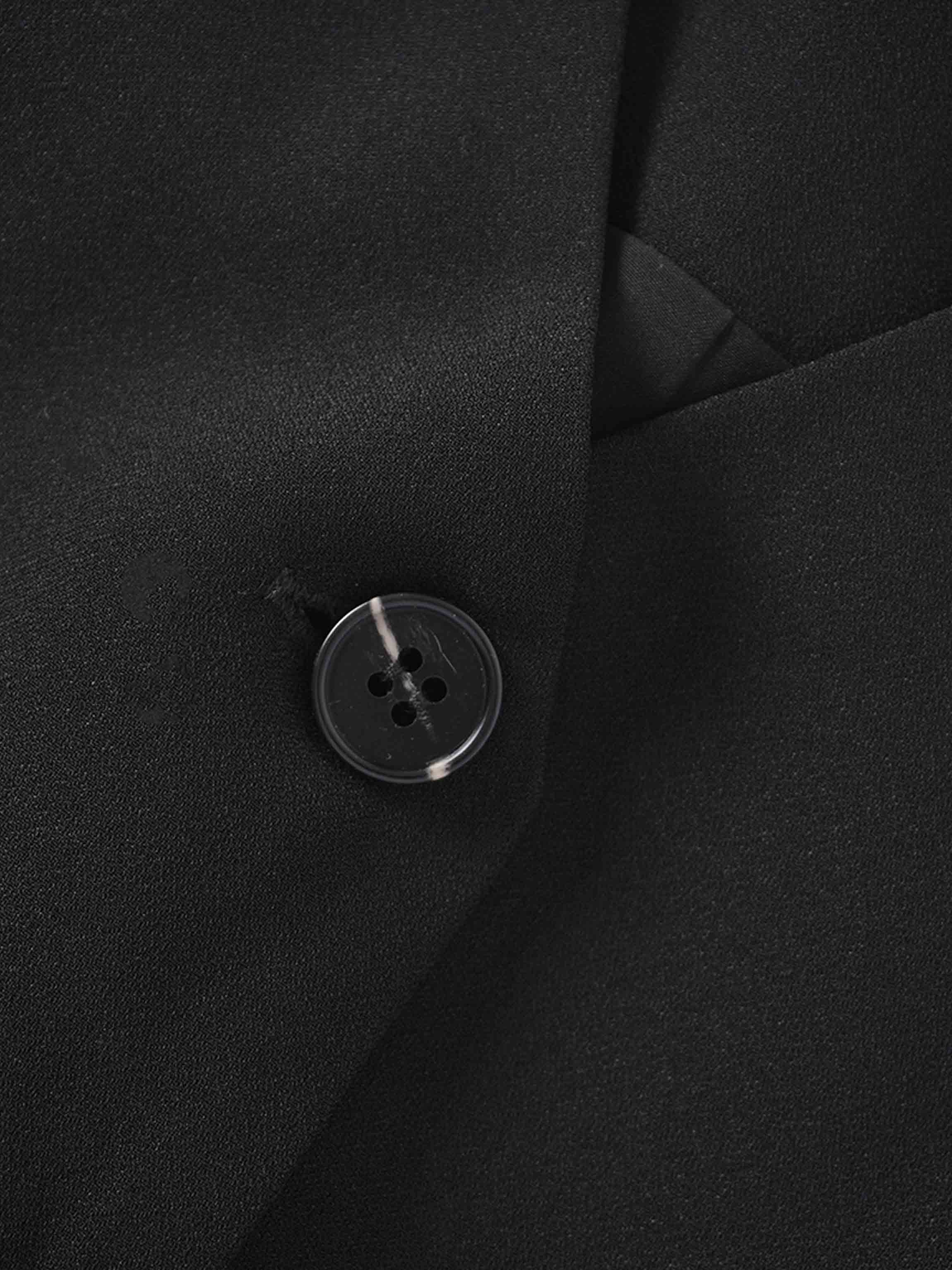 Button Down Crepe Vest-Black