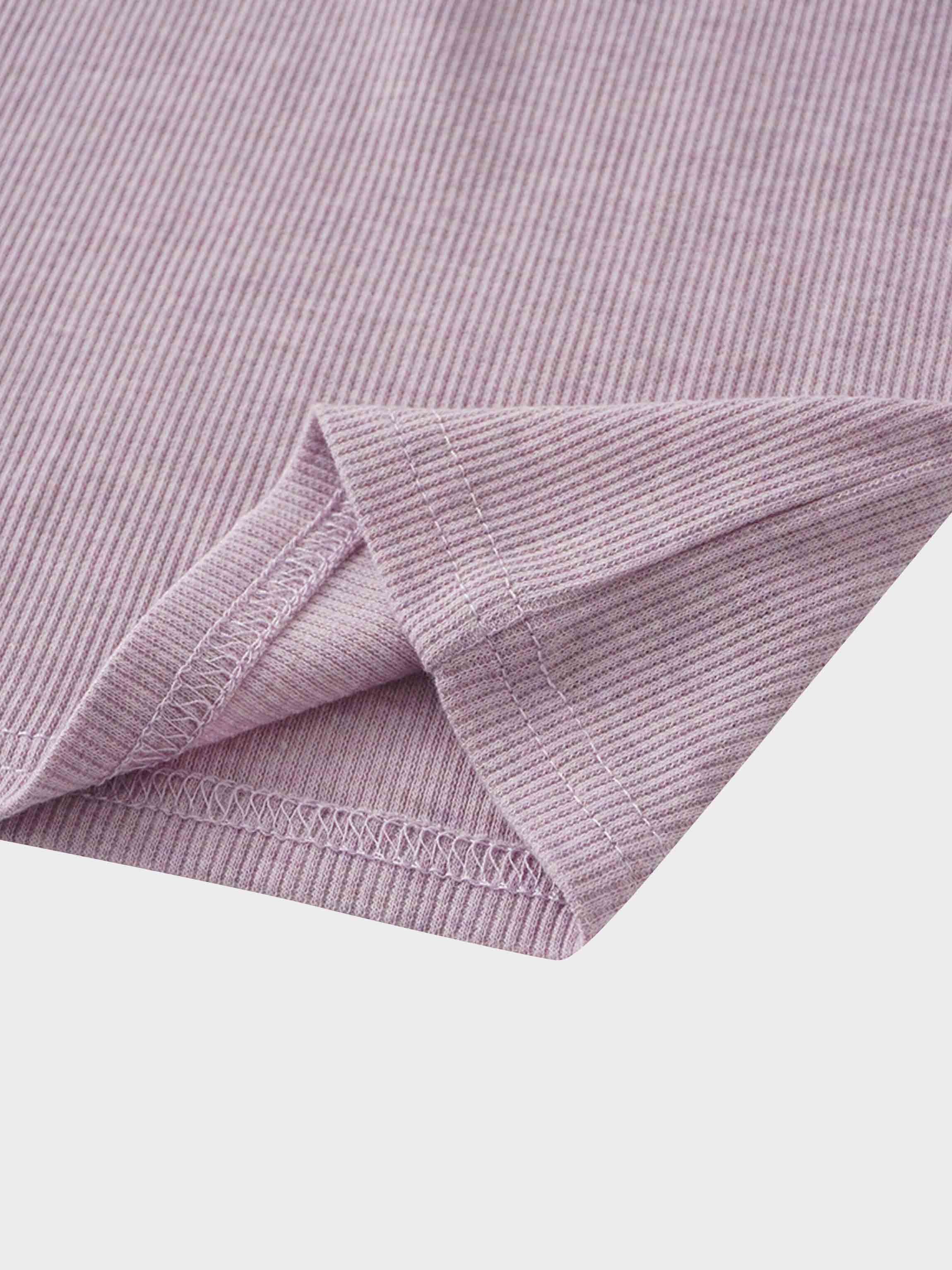 Ribbed Collar T-Shirt-Lavender