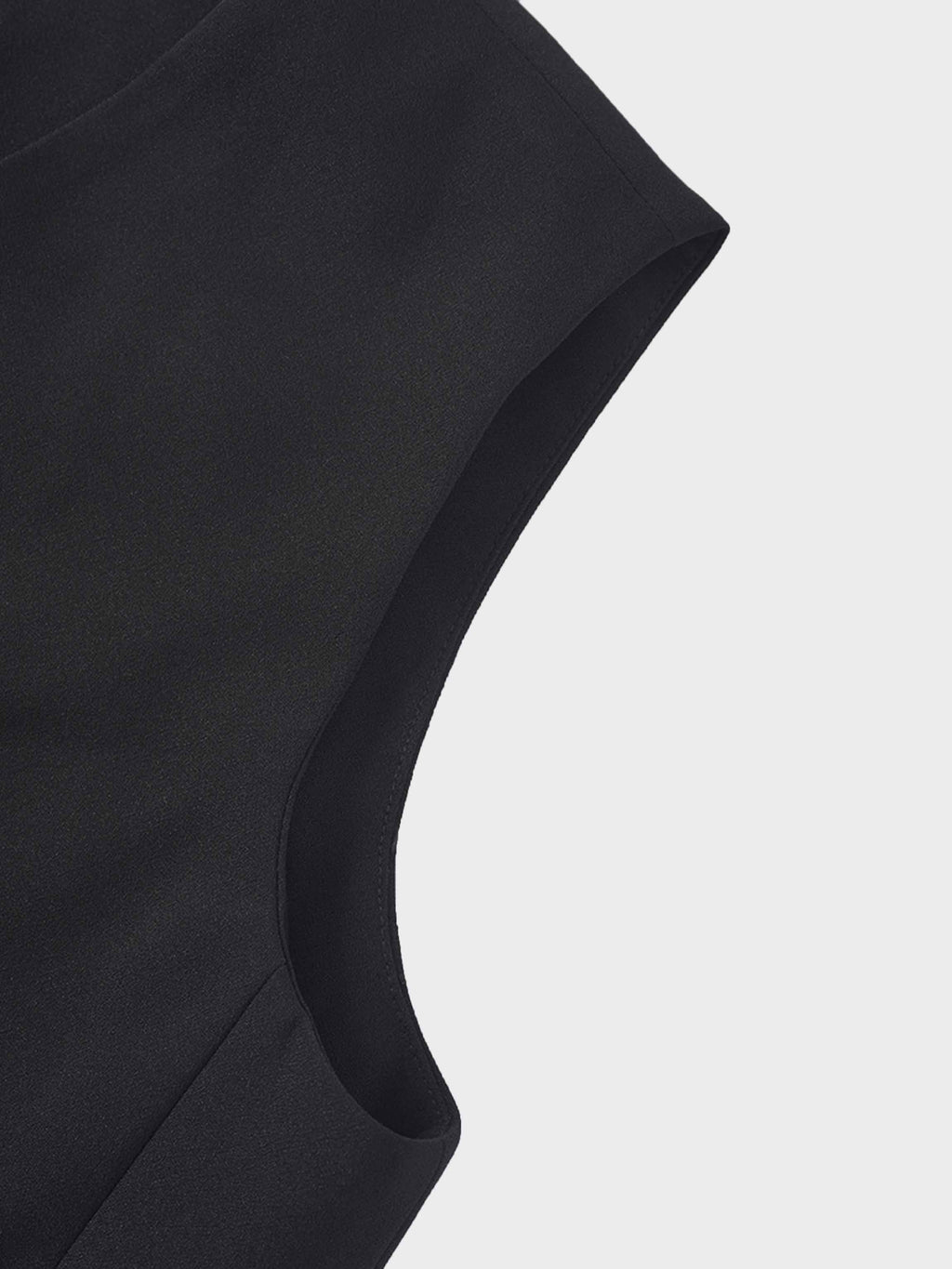 Button Down Crepe Vest-Black