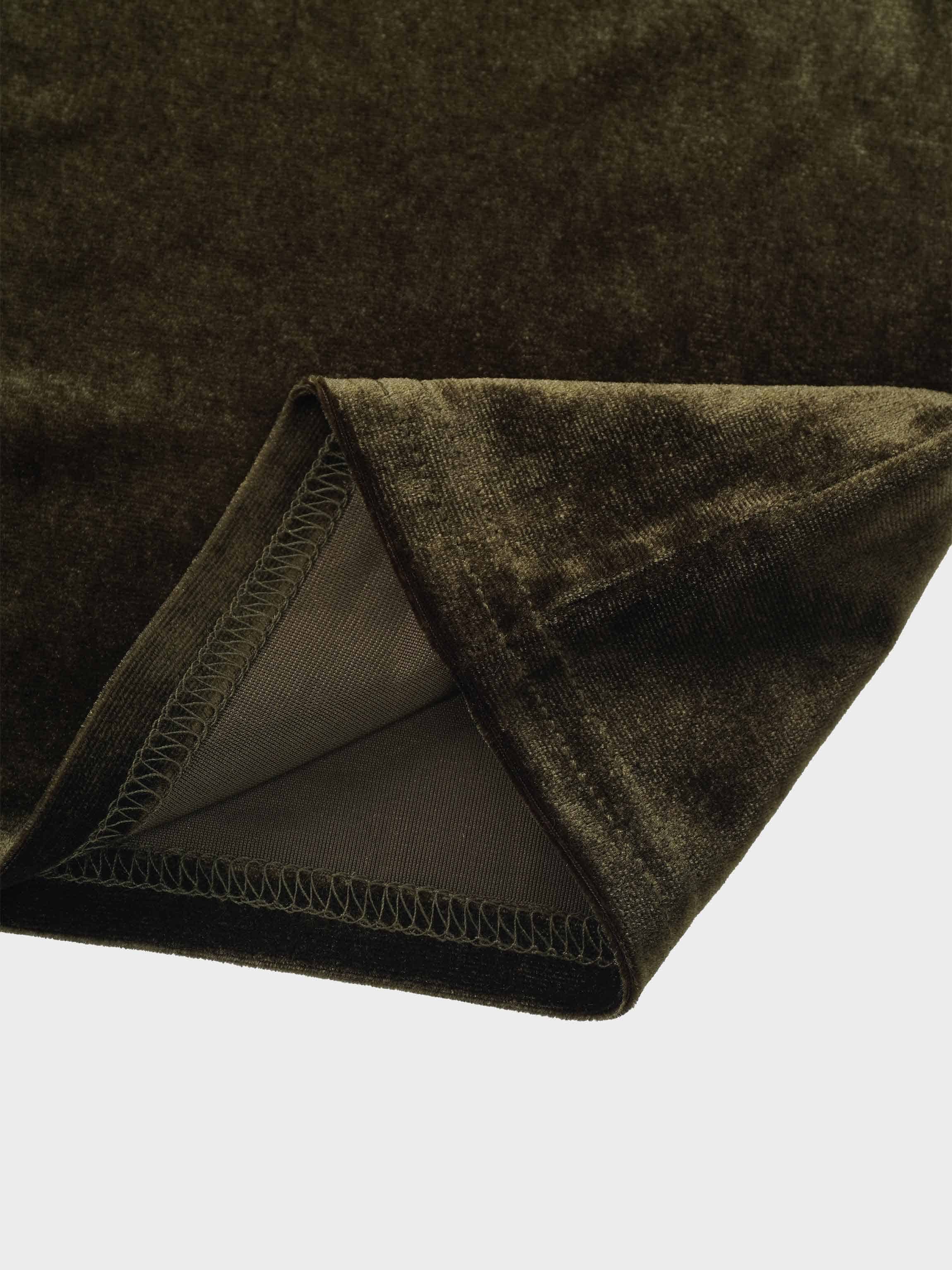 Velour Button Down Crew Cardigan-Green