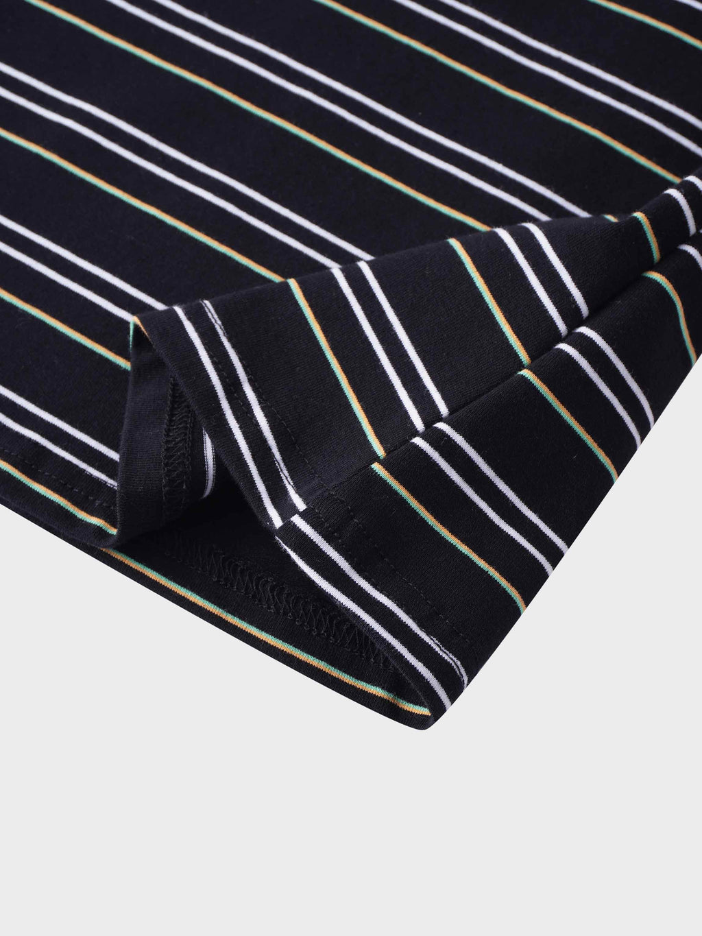 Flat Striped Crew Long Sleeve-Black/White/Green