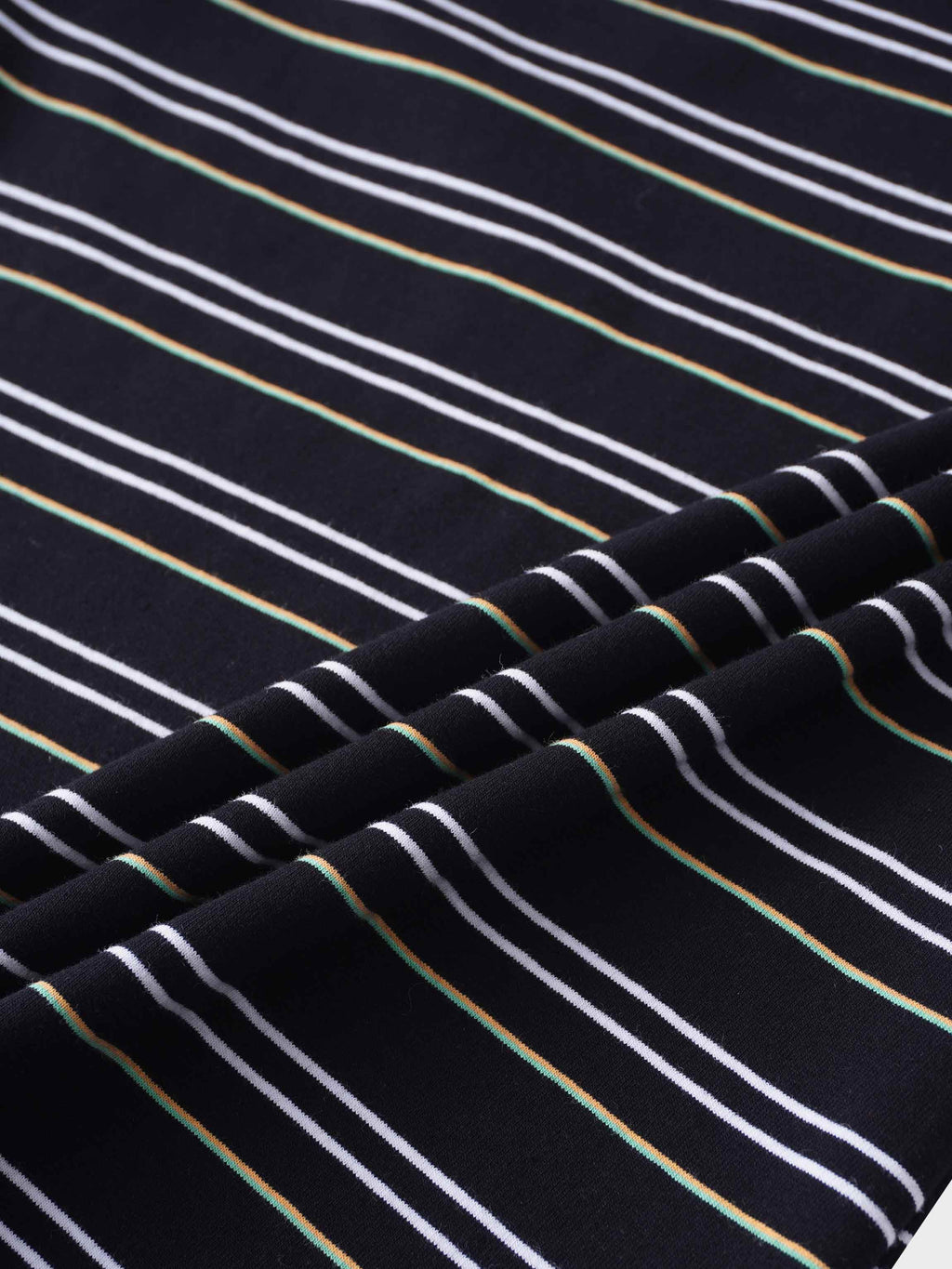 Flat Striped Crew Long Sleeve-Black/White/Green