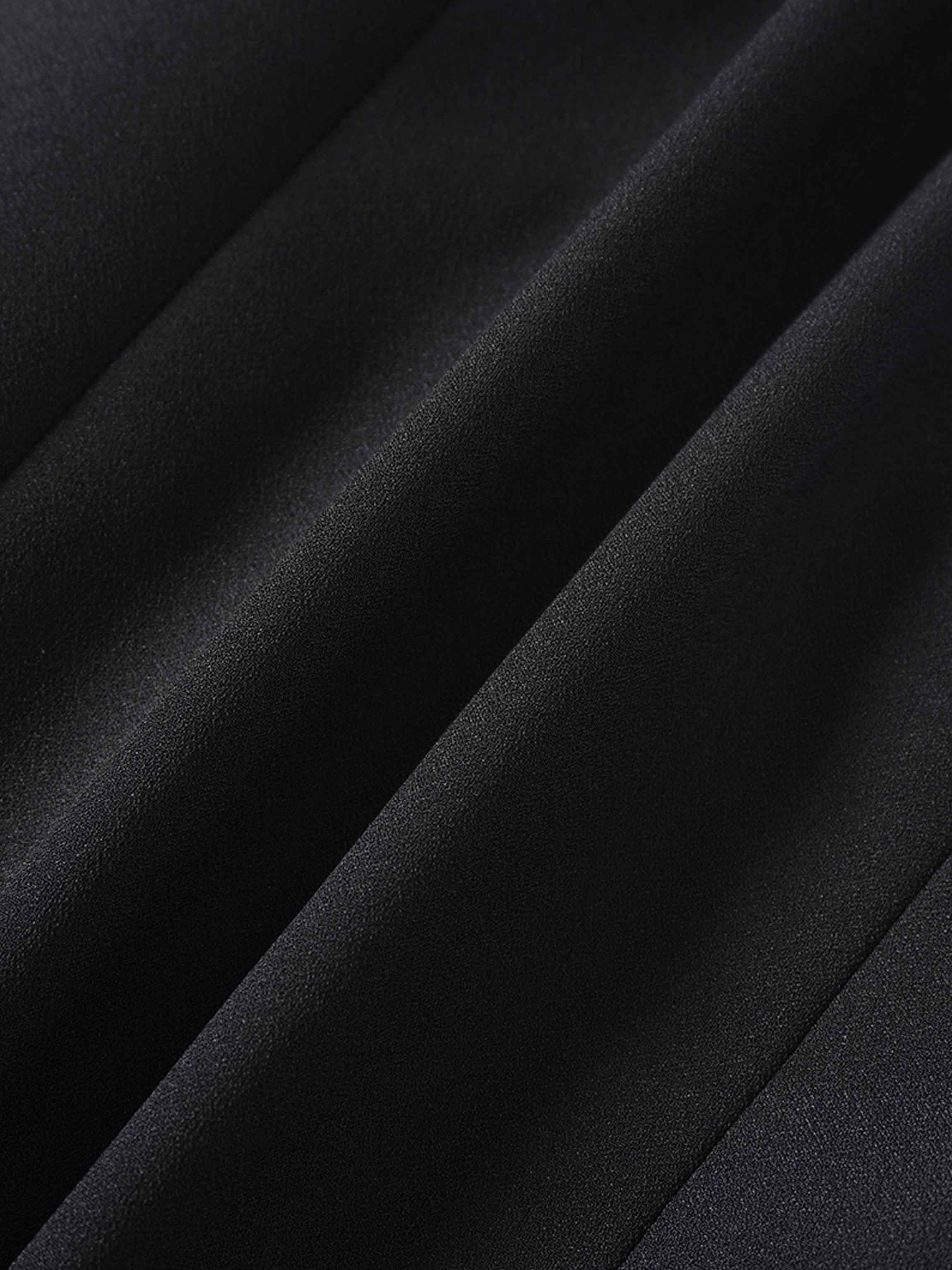 Button Down Crepe Vest-Black