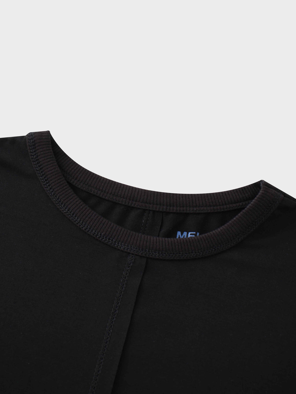 RIBBED BOTTOM T-SHIRT-BLACK