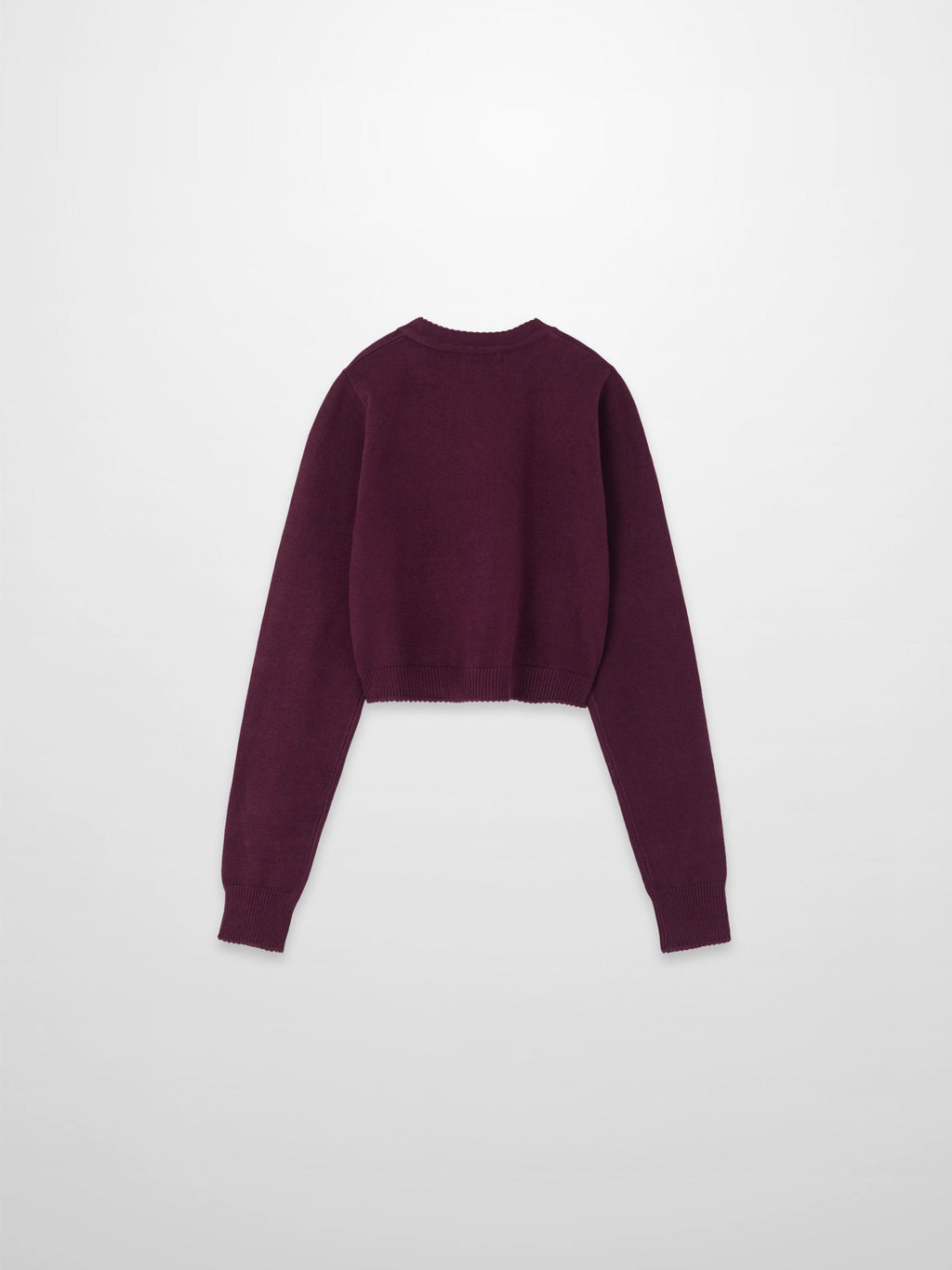Trim Detail Crew Crop Cardigan-Burgundy