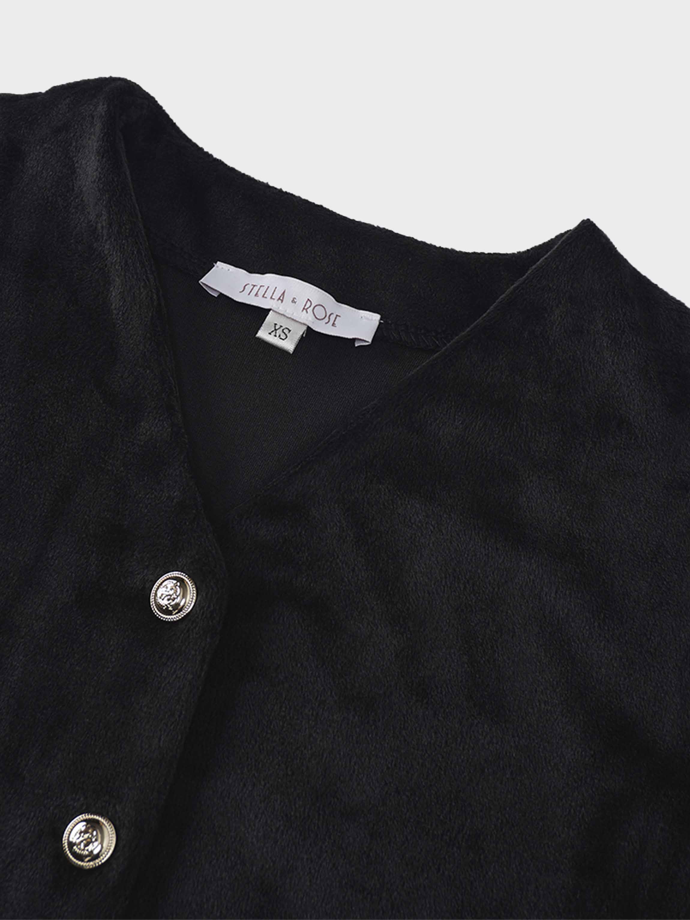 Velour Button Down Maxi Dress-Black