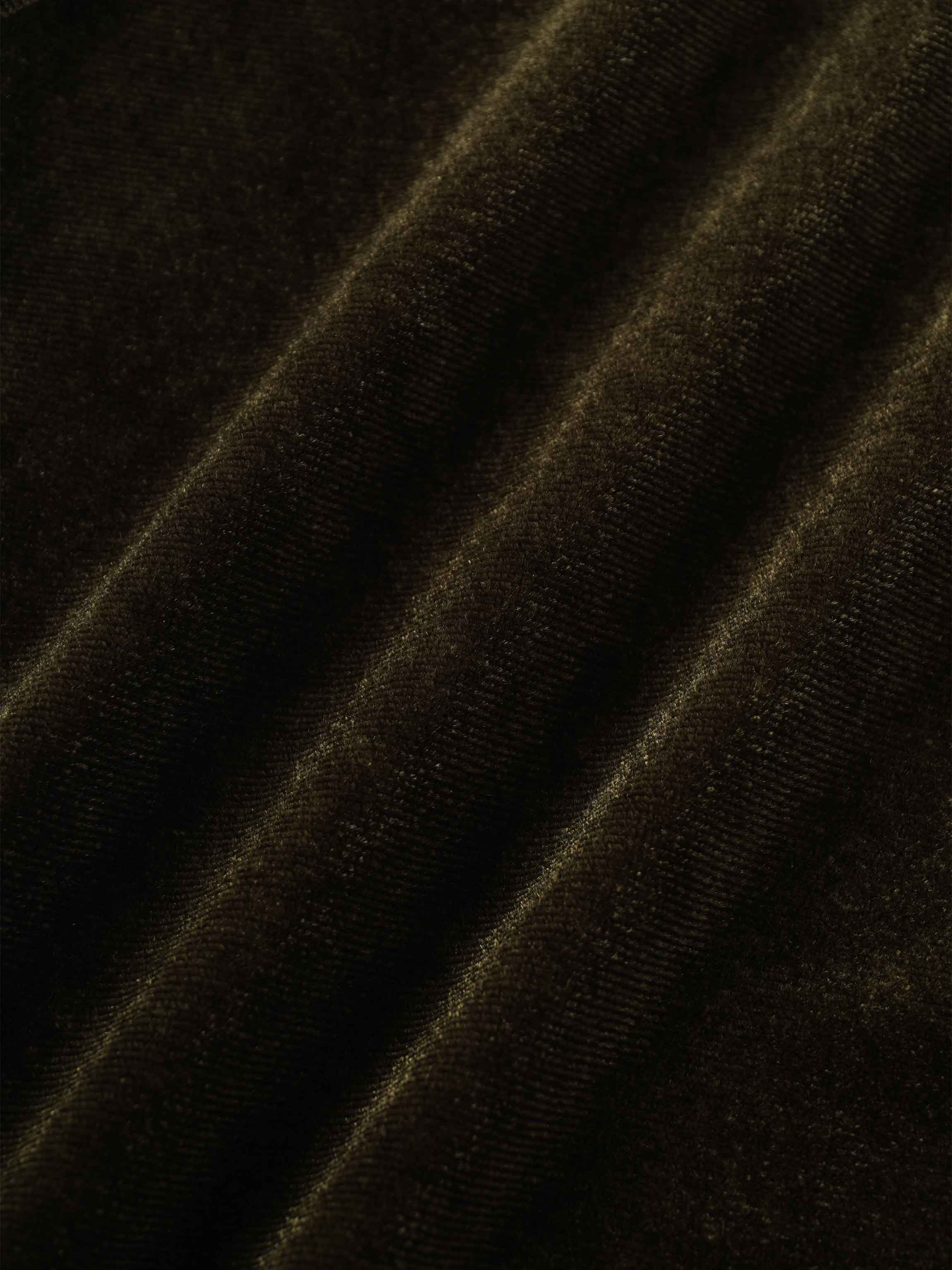 Velour Button Down Crew Cardigan-Green