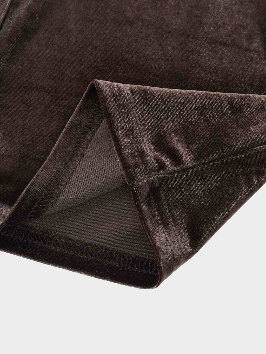 Velour Button Down Crew Cardigan-Brown