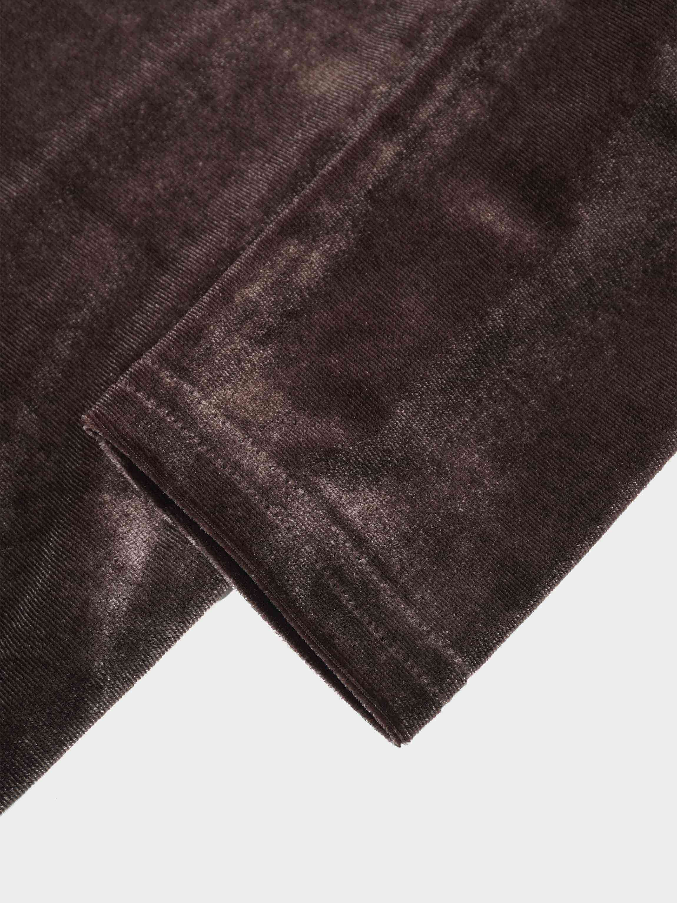 Velour Button Down Crew Cardigan-Brown