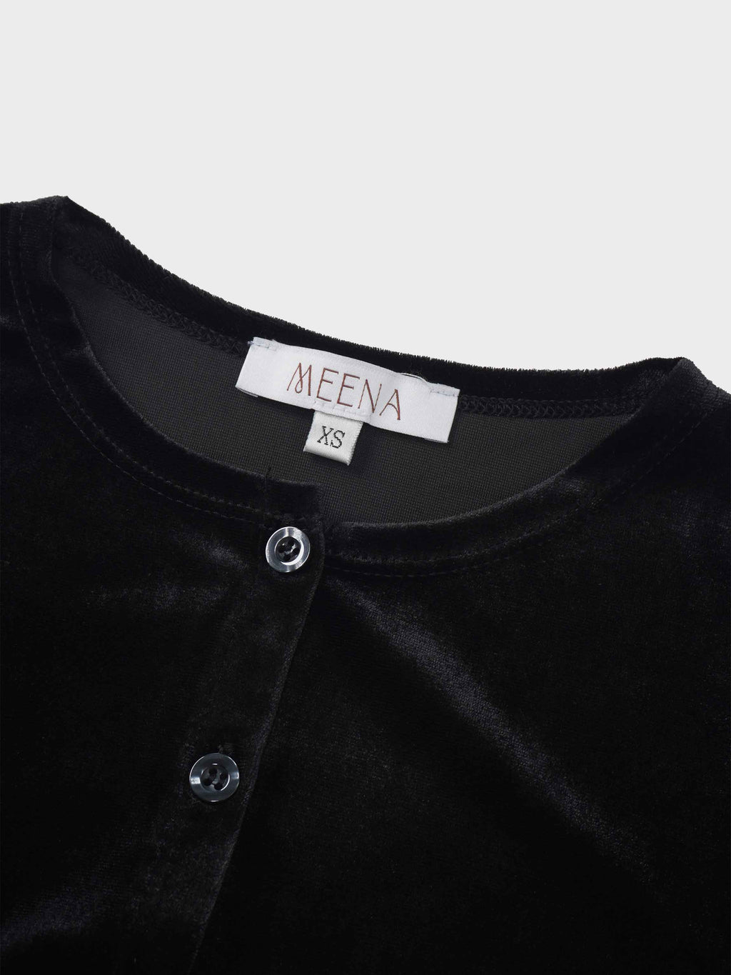 Velour Button Down Crew Cardigan-Black