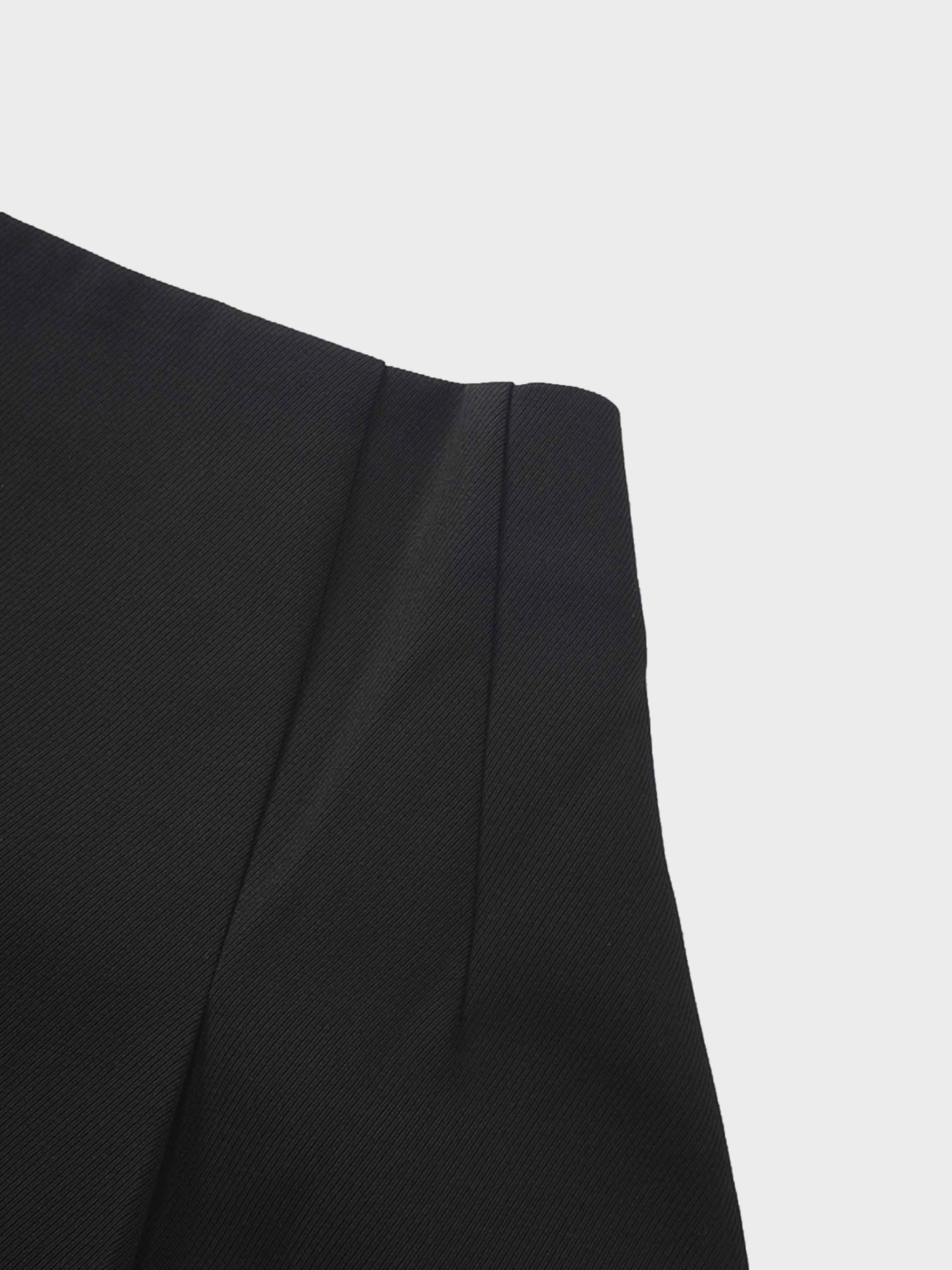 Top Pleat Wool Blend Midi Skirt-Black