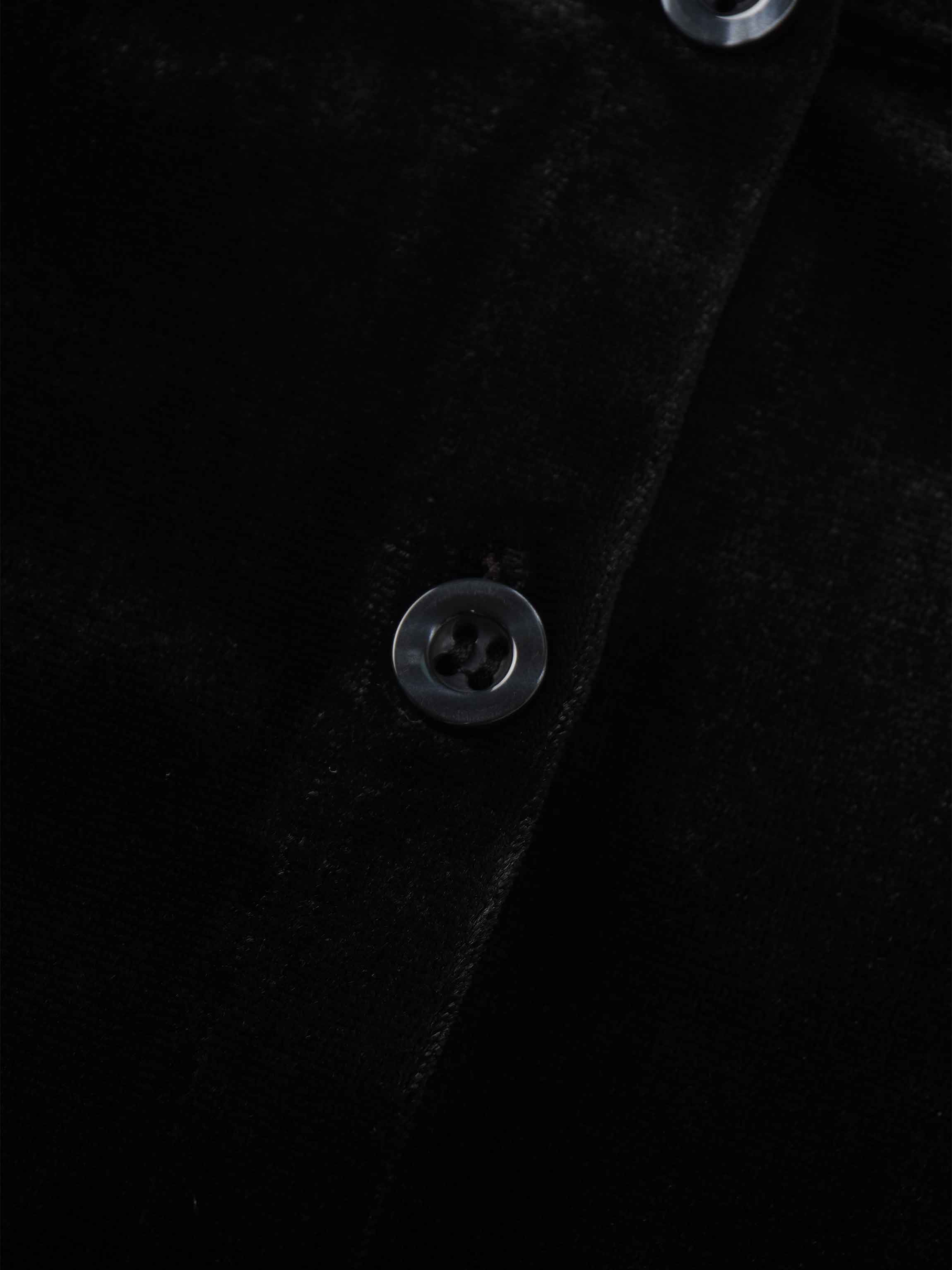 Velour Button Down Crew Cardigan-Black