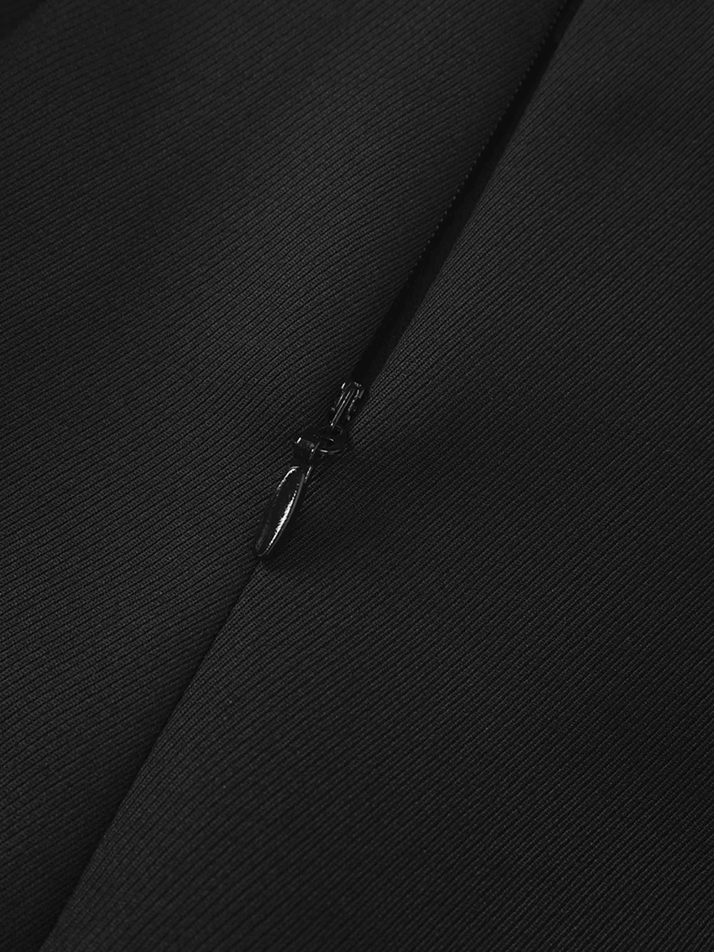 Top Pleat Wool Blend Midi Skirt-Black