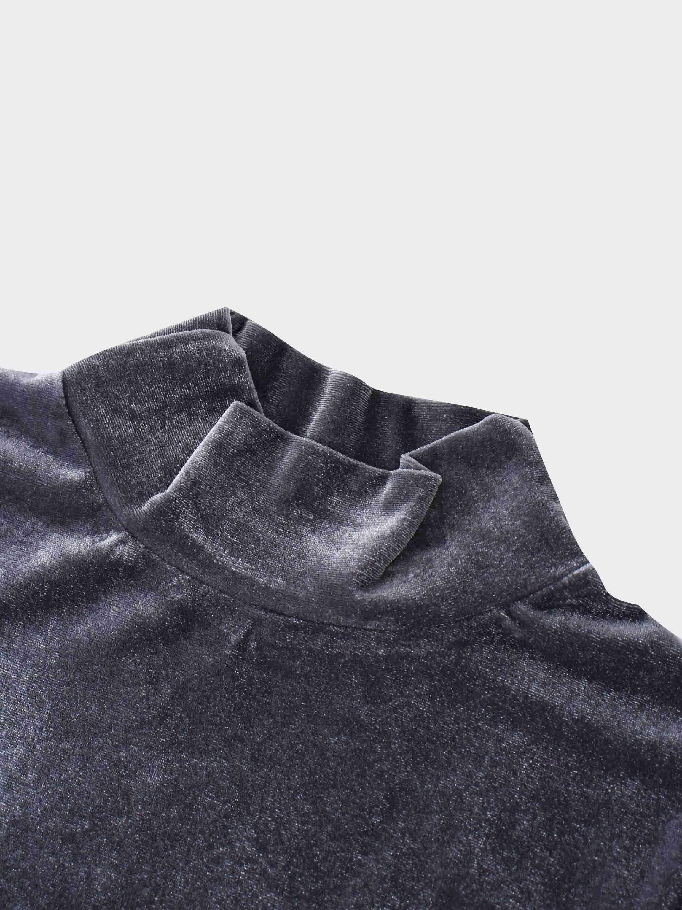 Velour Mock Neck Turtleneck-Grey