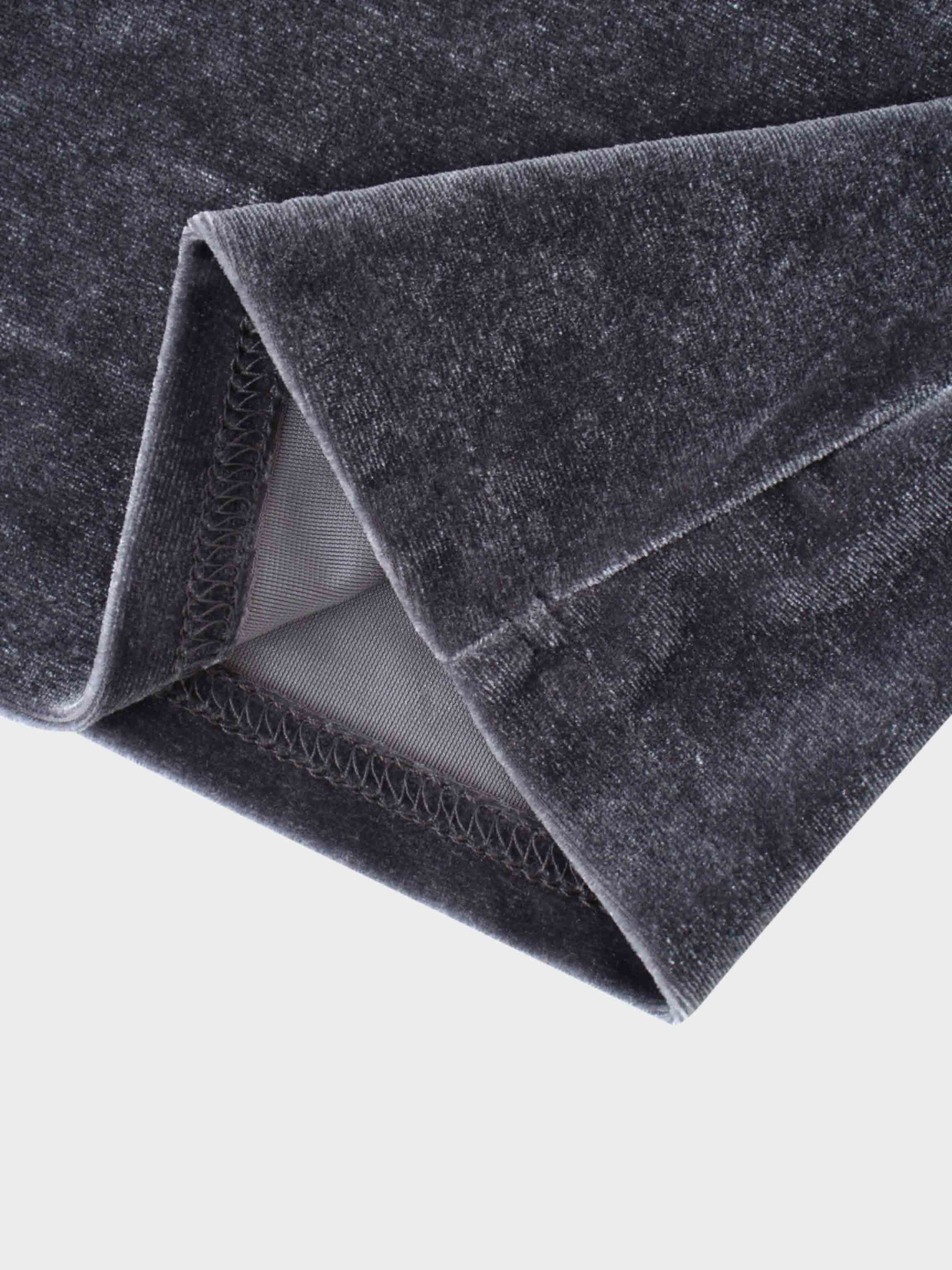 Velour Mock Neck Turtleneck-Grey