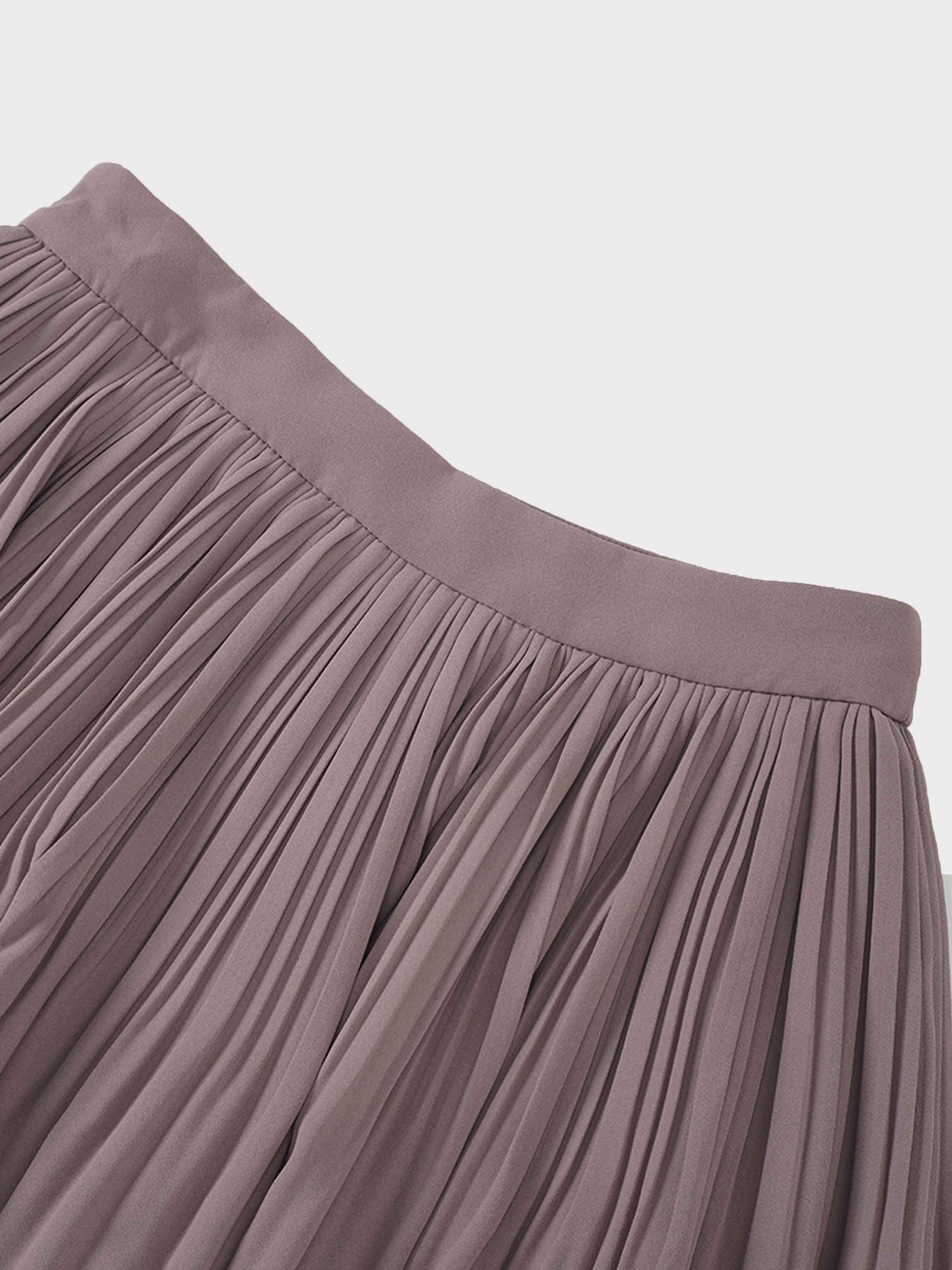 Pleated Layer Skirt 37"-Mocha Mousse