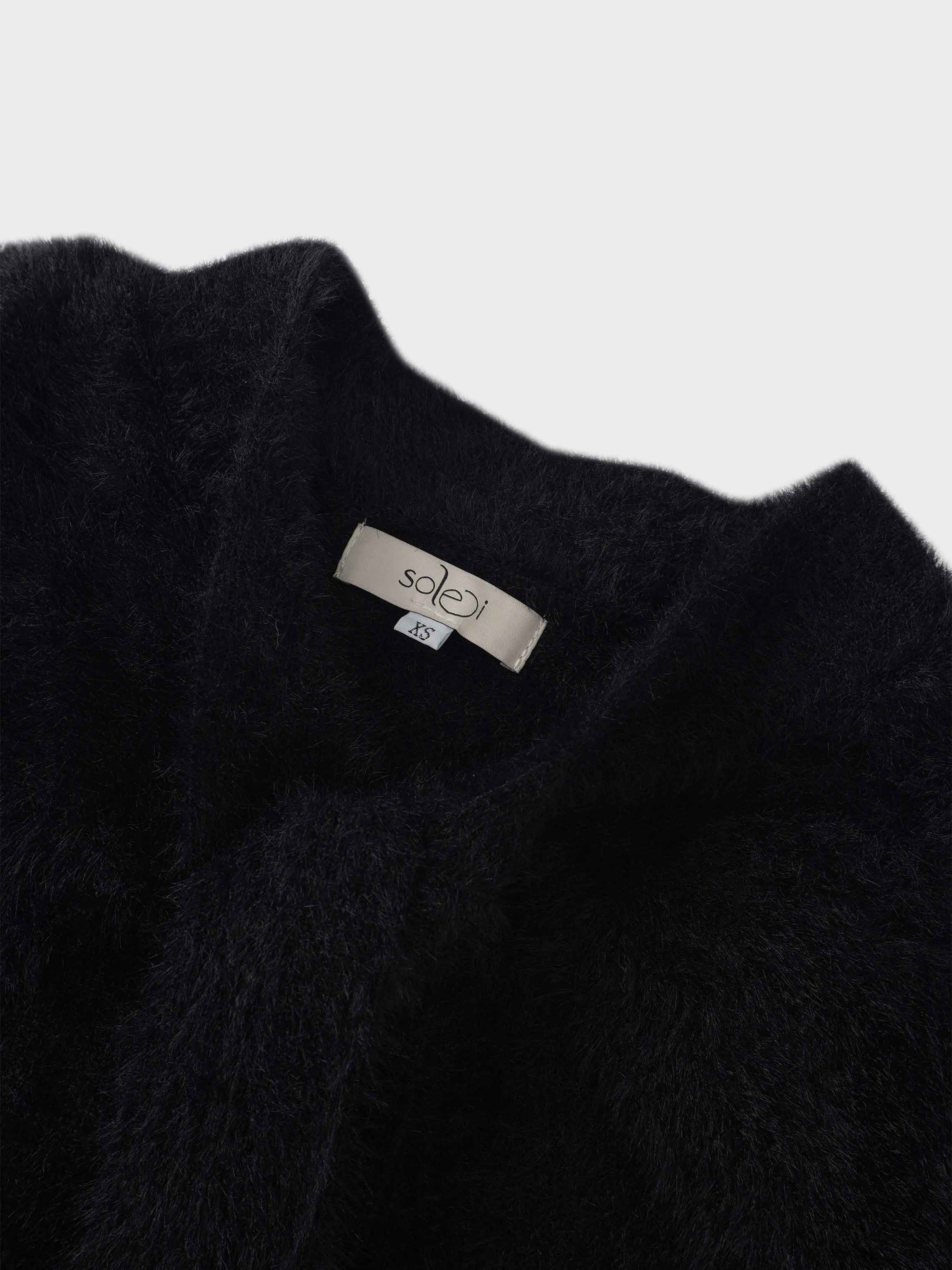 Mohair Shawl Collar Cardigan-Black