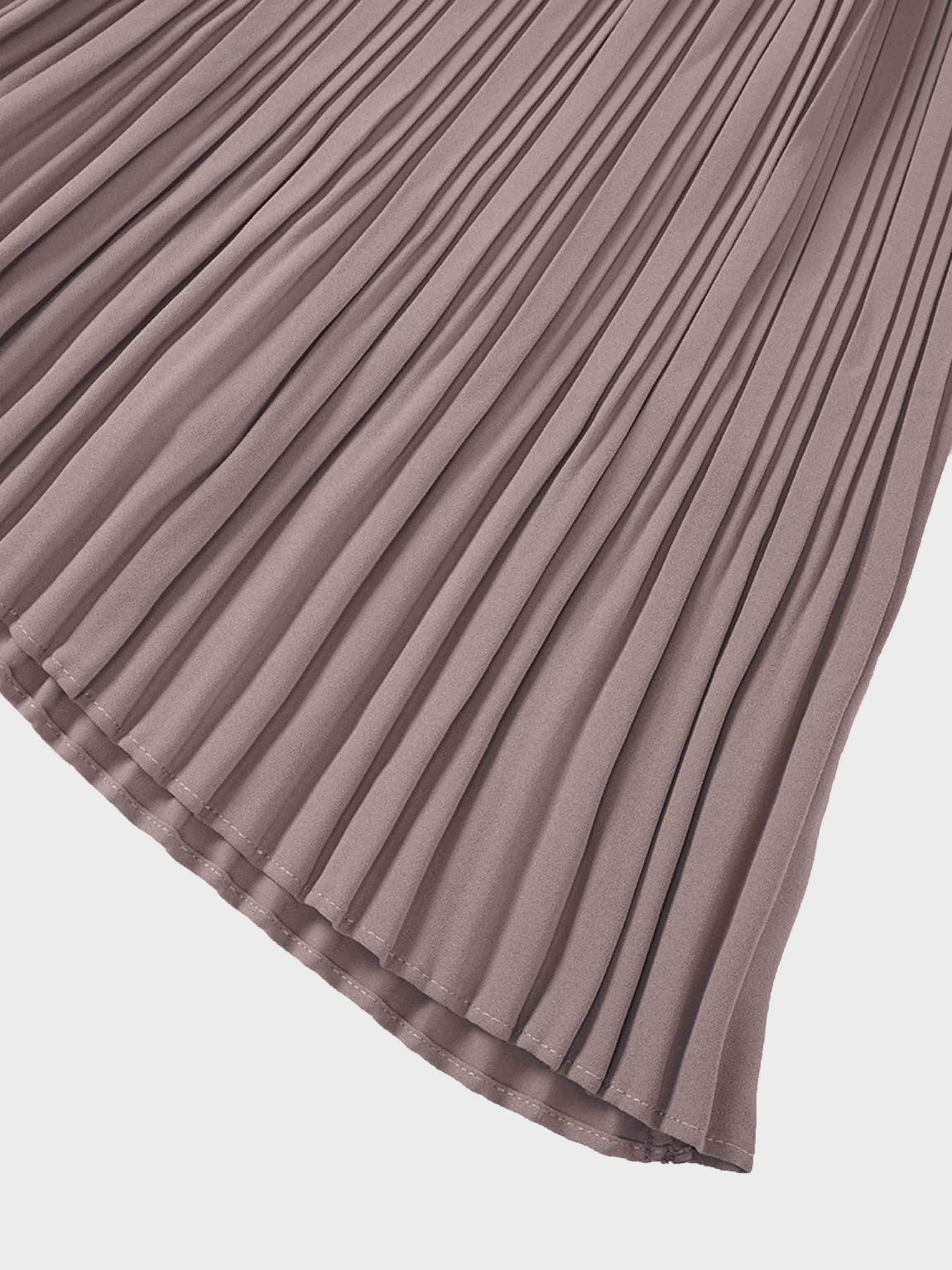 Pleated Layer Skirt 37"-Mocha Mousse