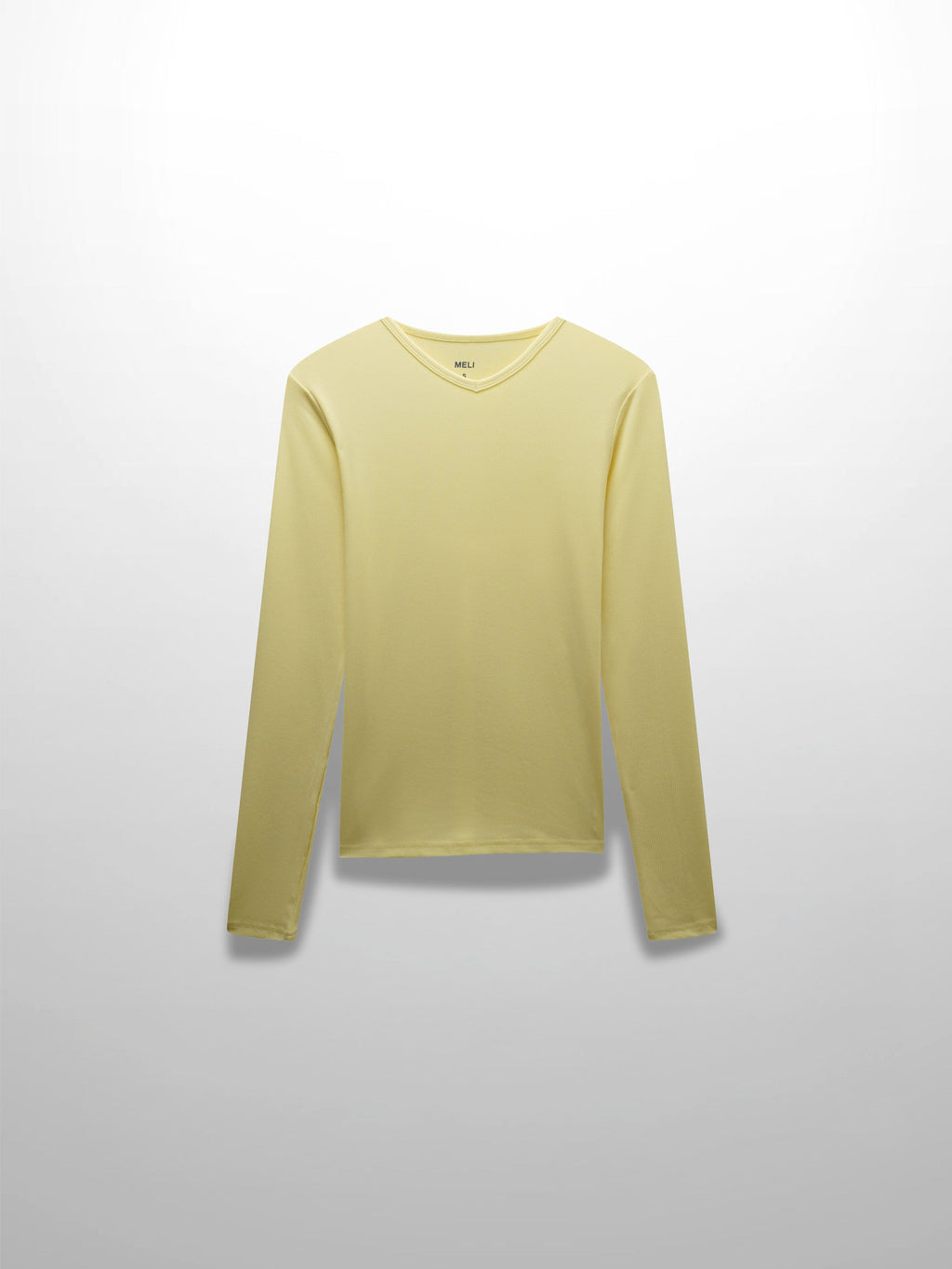 RIBBED HIGH V TEE LS-BUTTER YELLOW