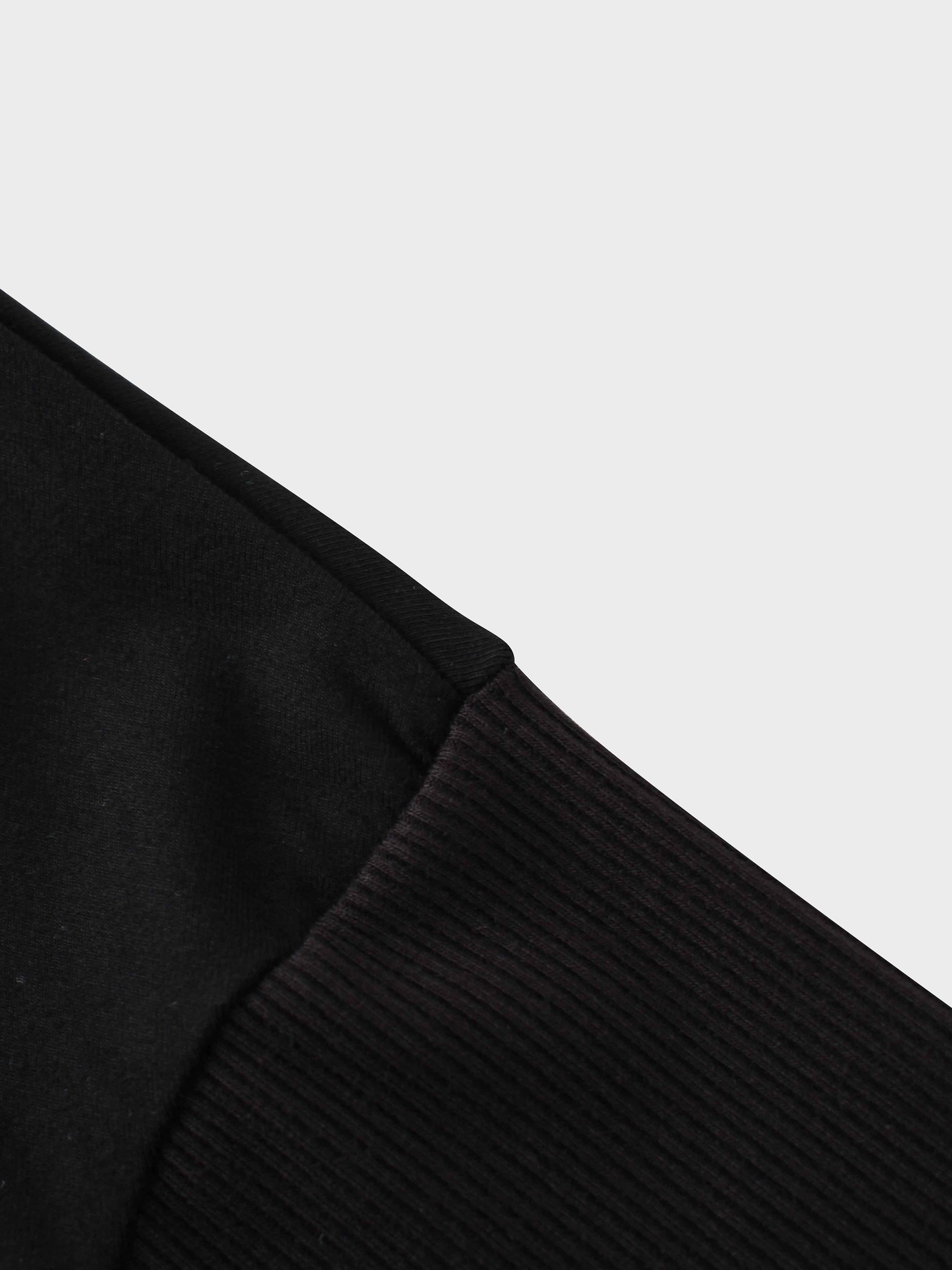 RIBBED BOTTOM T-SHIRT-BLACK