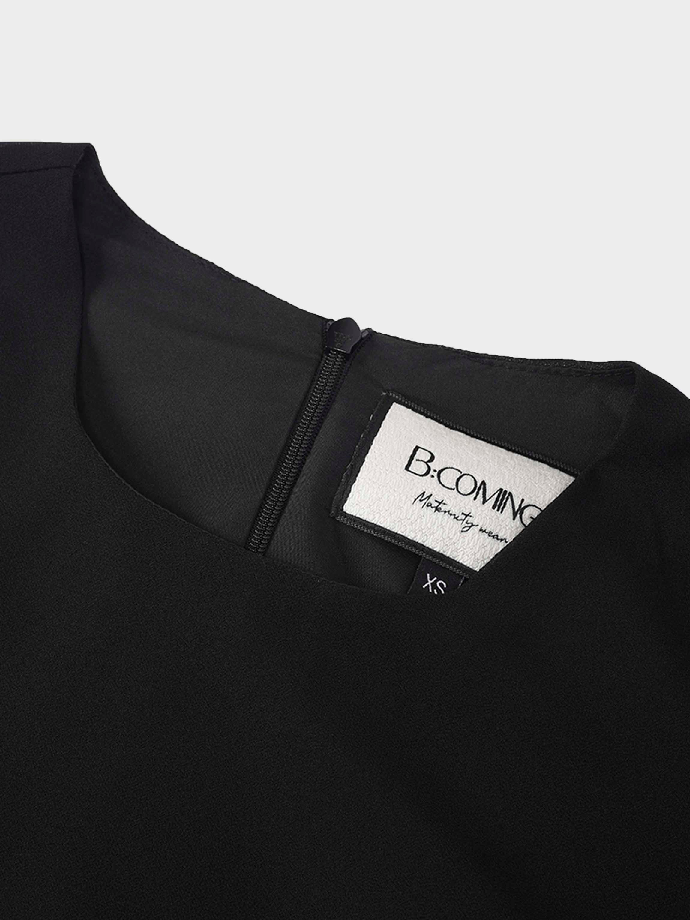 Asymmetrical Hem Dress-Black